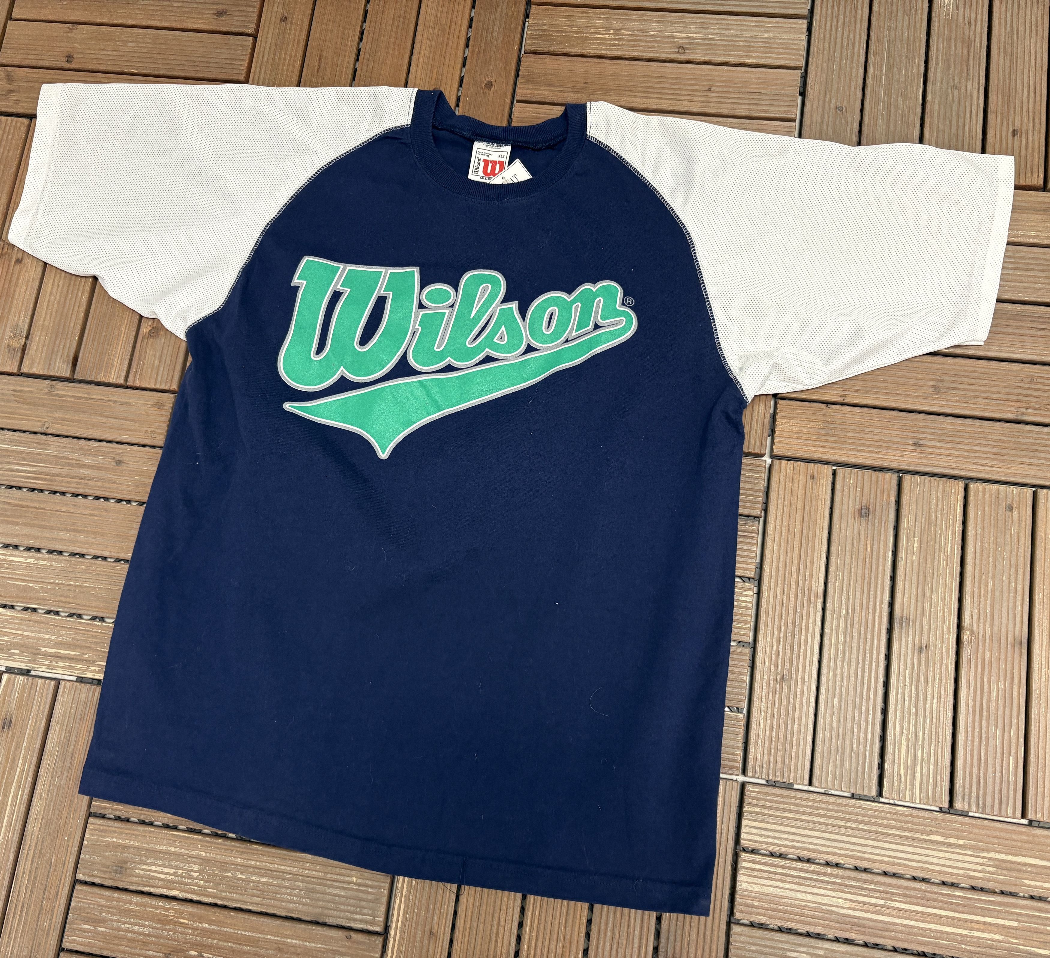 Vintage × Wilson Wilson Tennis Script Vintage Blue T-Shirt Tee Size US XL / EU 56 / 4 - 3 Thumbnail