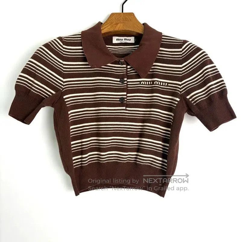 Miu Miu Miu Miu Brown Striped Women's Shirt . Size XXS / US 00 / IT 34 - 1 Thumbnail