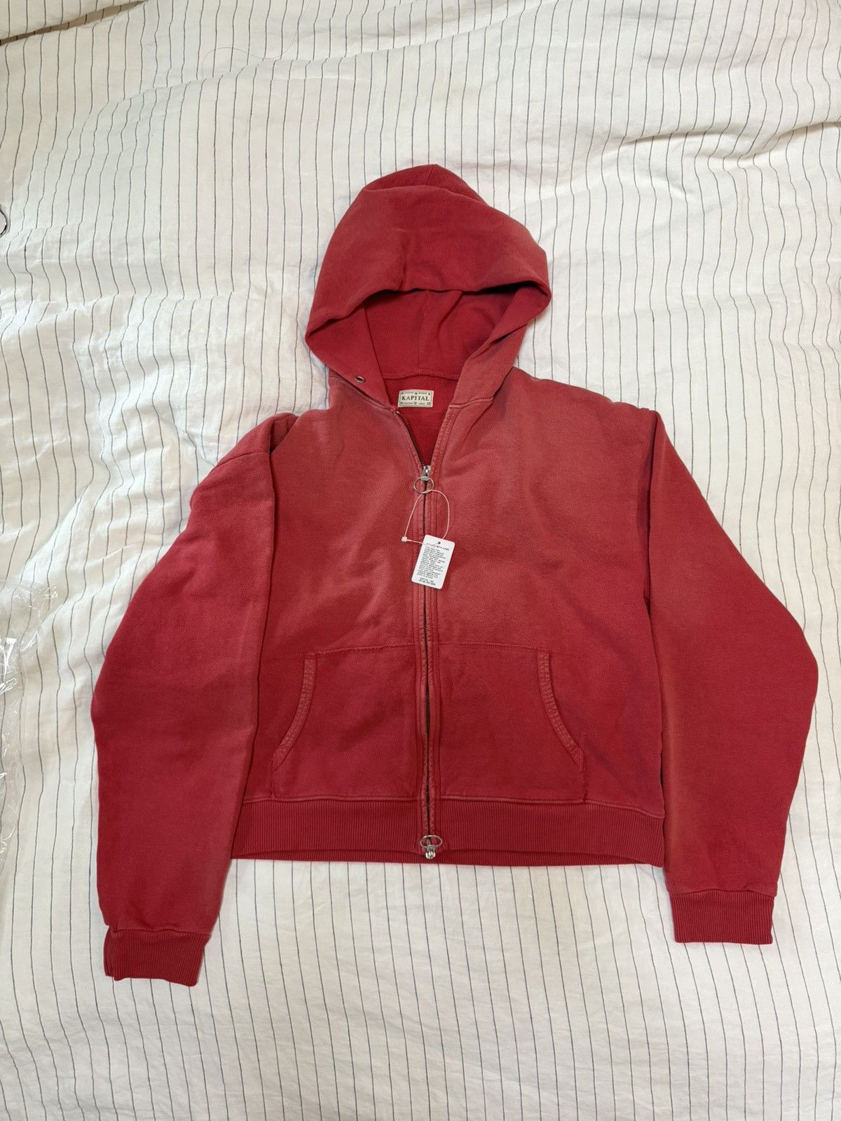 Kapital Zip Up Gym hoodie in vintage red