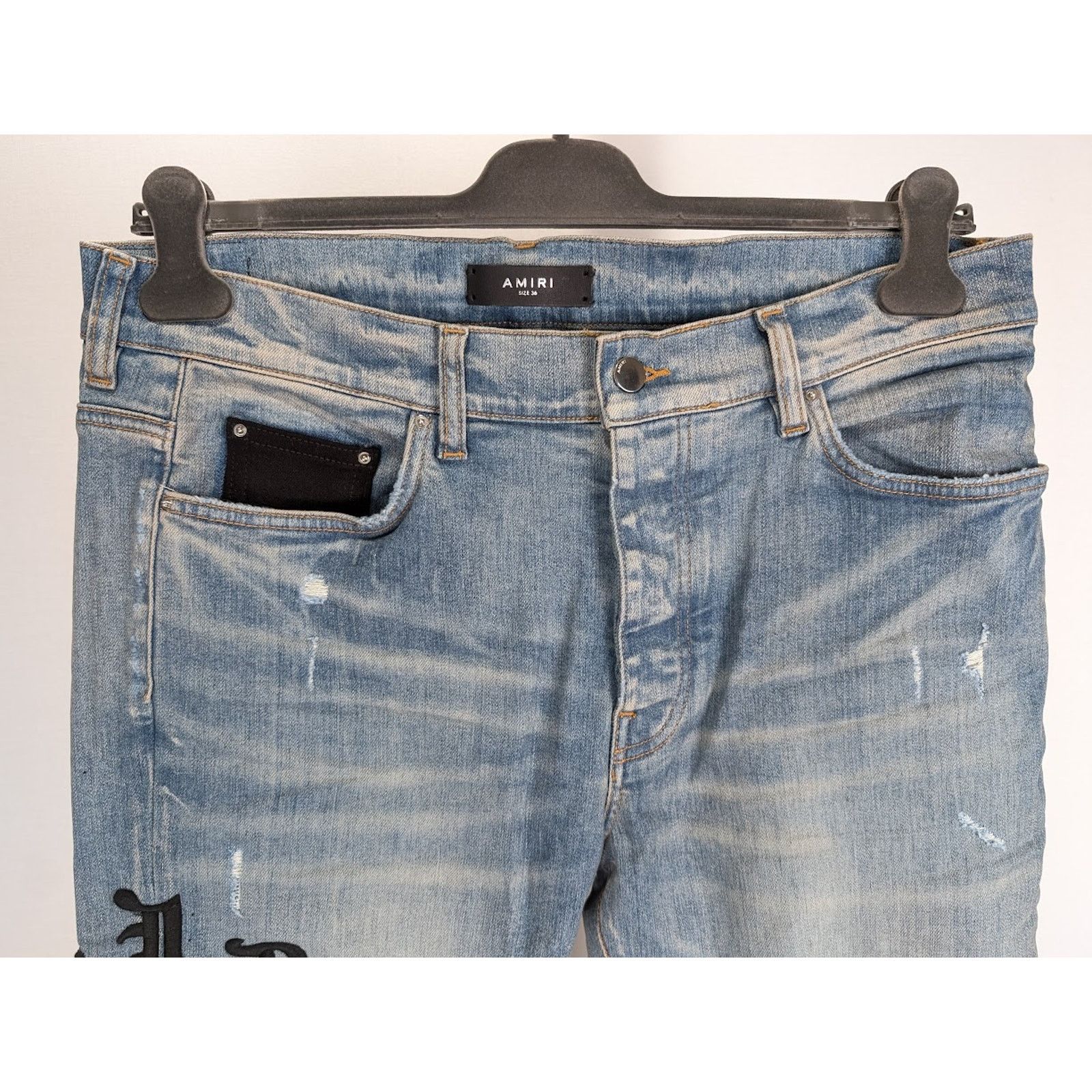Amiri o1rshd1 Q:3 / Wes Lang Reaper Logo Jeans in Clay Indigo Size US 31 - 11 Thumbnail