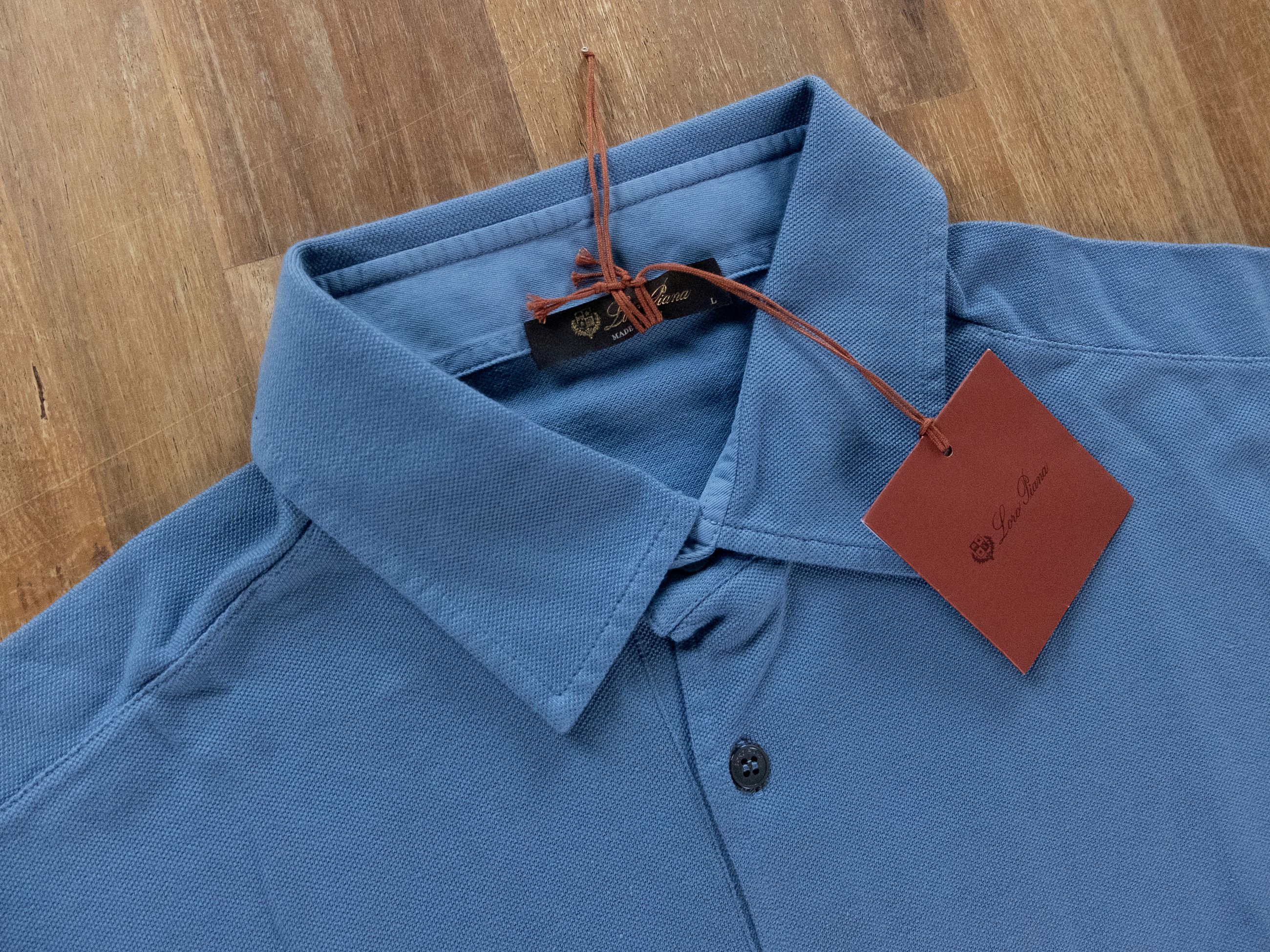 Loro Piana LORO PIANA blue pique cotton polo shirt Large NWT Size US L / EU 52-54 / 3 - 3 Thumbnail