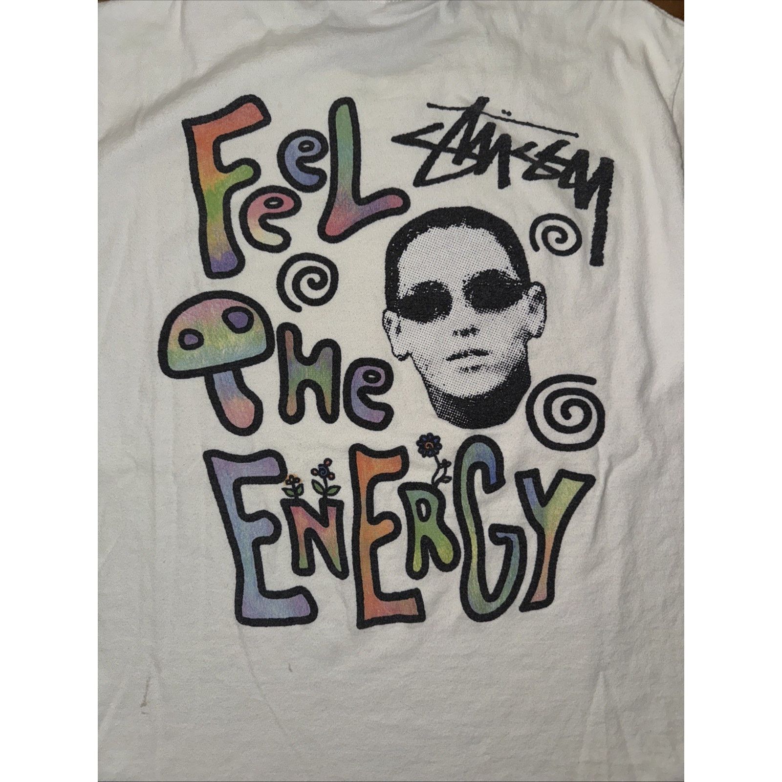 Stussy × Vintage Stüssy “Feel the Energy” Graphic T-Shirt White Size M 21x28 Size US M / EU 48-50 / 2 - 2 Thumbnail