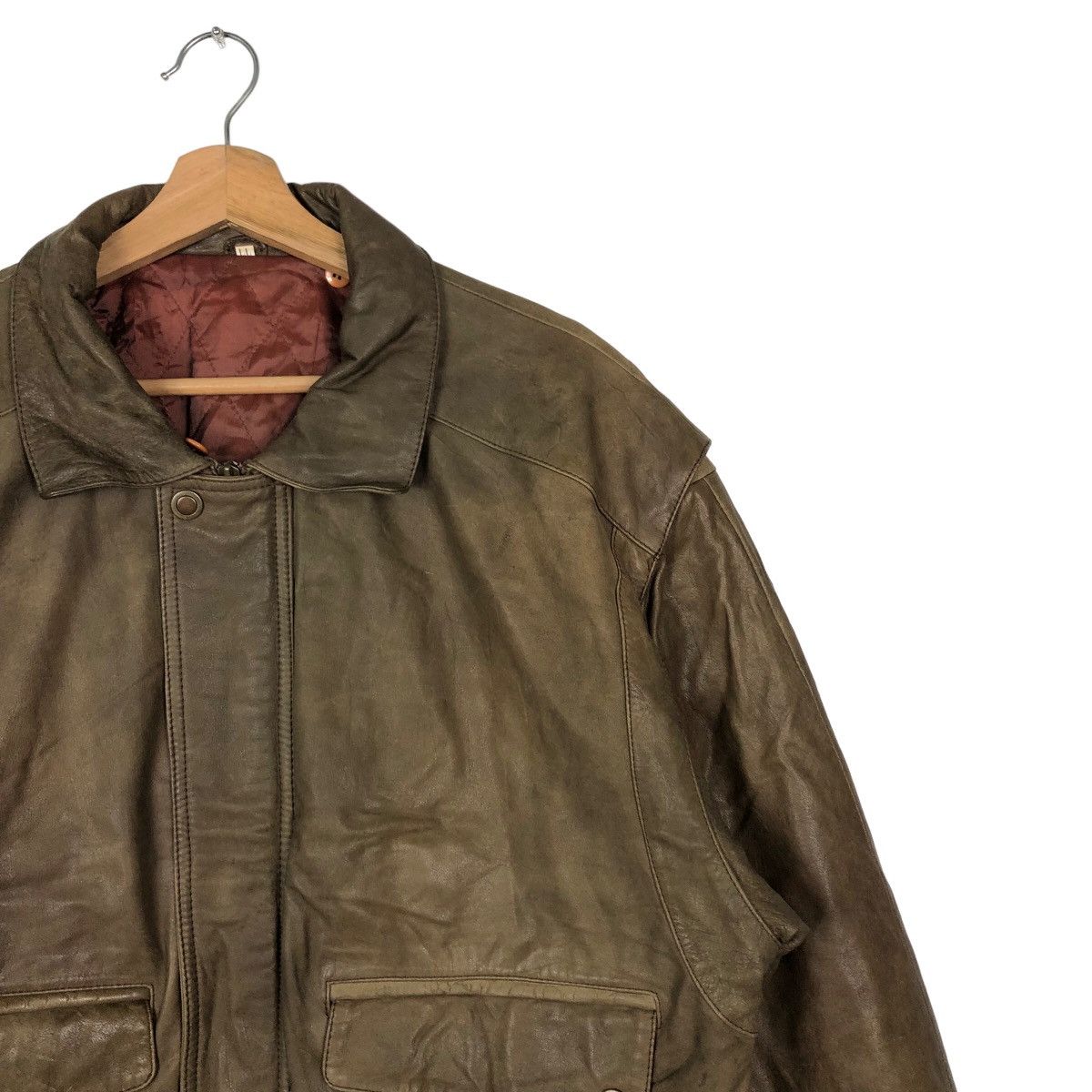 Japanese Brand 🔥90’s Bomber Jumper Genuine Leather Jacket Parachute Design Size US L / EU 52-54 / 3 - 5 Thumbnail