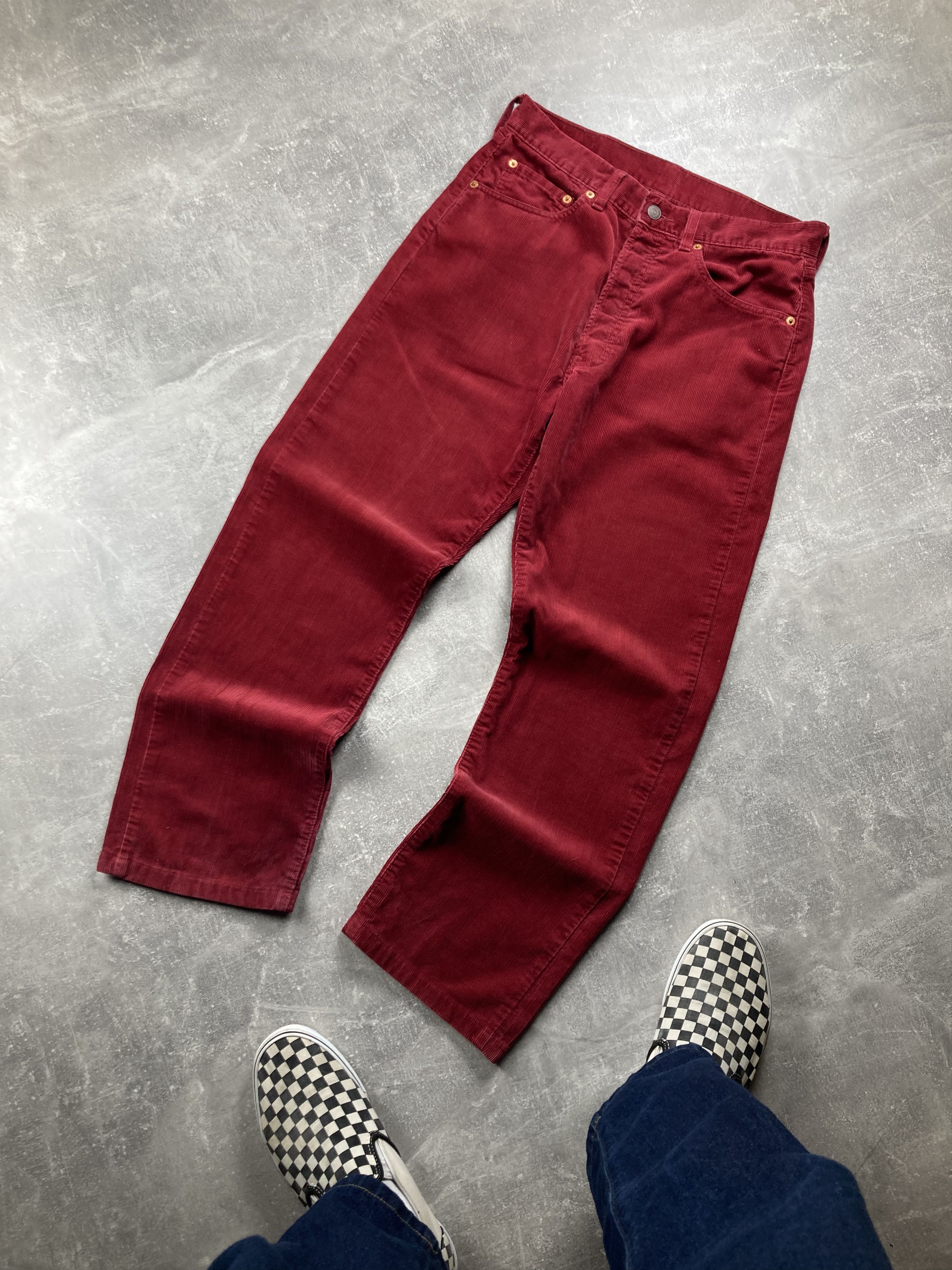 Levi's Vintage Levis 551 Red Corduroy jeans pants made in Italy Size US 31 - 5 Thumbnail