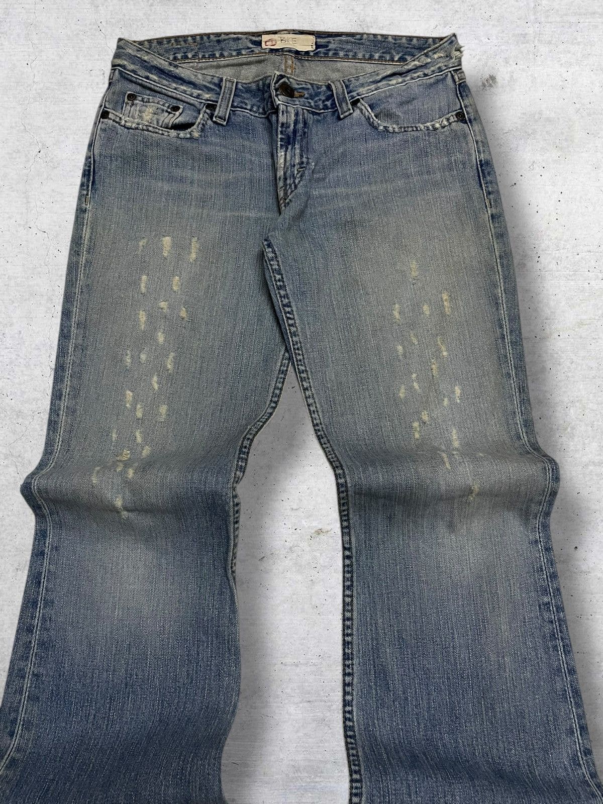 If Six Was Nine VINTAGE BIKE DENIM JAPAN DESIGNER DISTRESSED BLUE WASHED MUD Size US 29 - 4 Thumbnail
