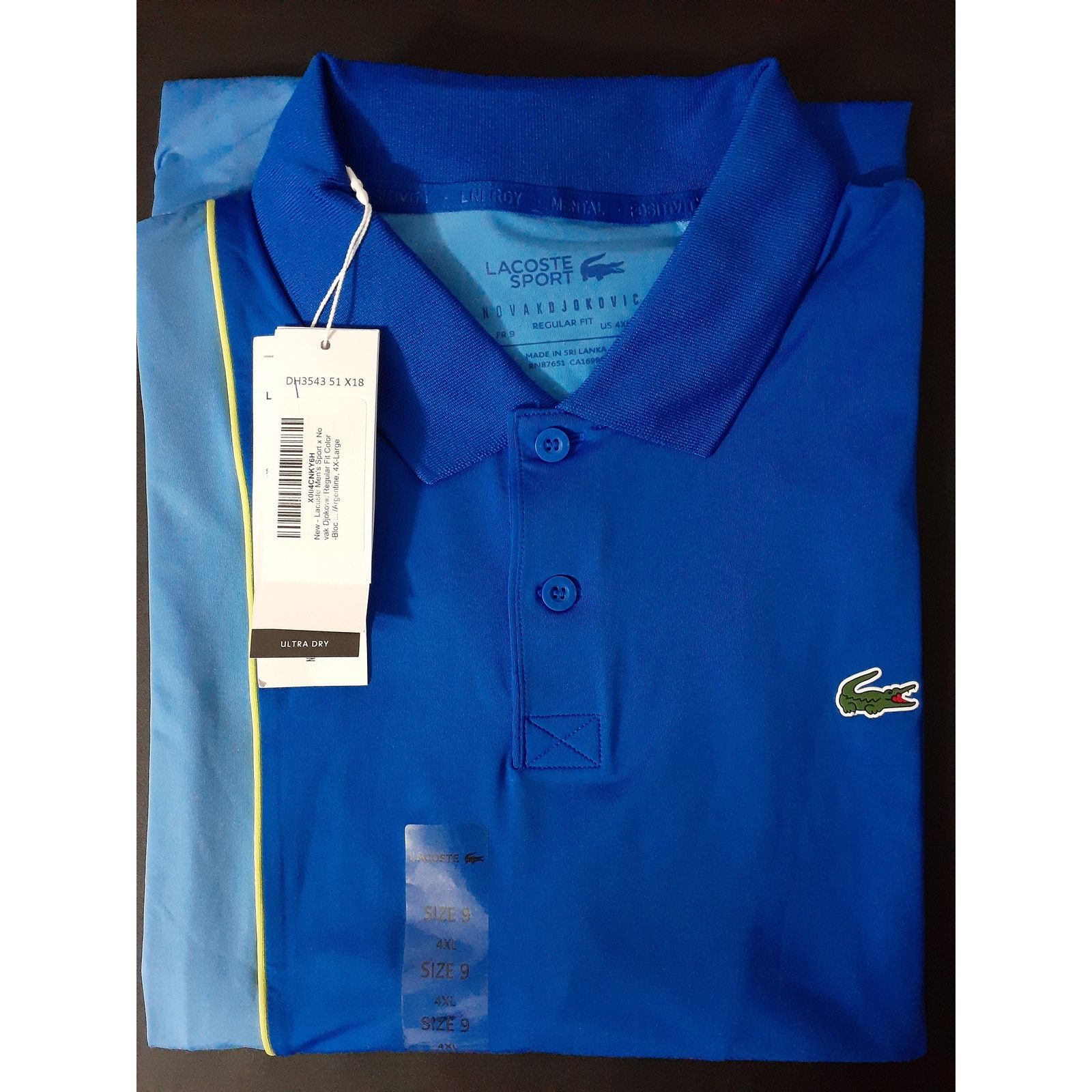 Lacoste Lacoste Men's Sport Novak Djokovic Regular Fit Polo Blue 4XL Size US XXL / EU 58 / 5 - 2 Thumbnail