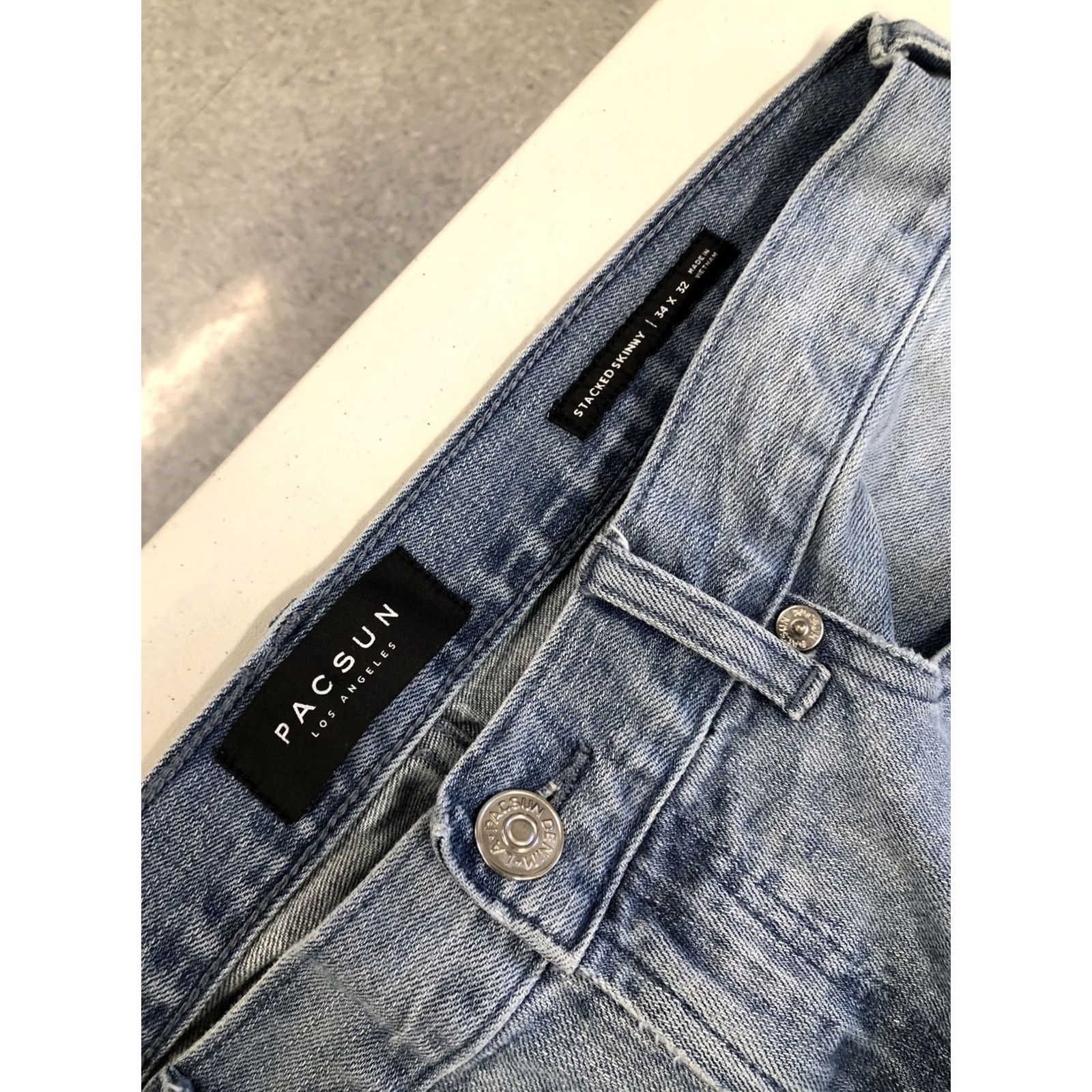 Pacsun Pacsun Jeans Size 35 X 32 Slim Distressed Stacked Skinny Tapered Mens Denim Blue Size US 35 - 4 Thumbnail