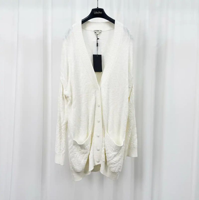 Fendi Fendi Men's White Cotton Blend Cardigan 0089 Size US S / EU 44-46 / 1 - 1 Thumbnail