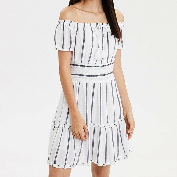 American Eagle Outfitters Striped Off the Shoulder Dress in size L NWT Size L / US 10 / IT 46 - 1 Thumbnail