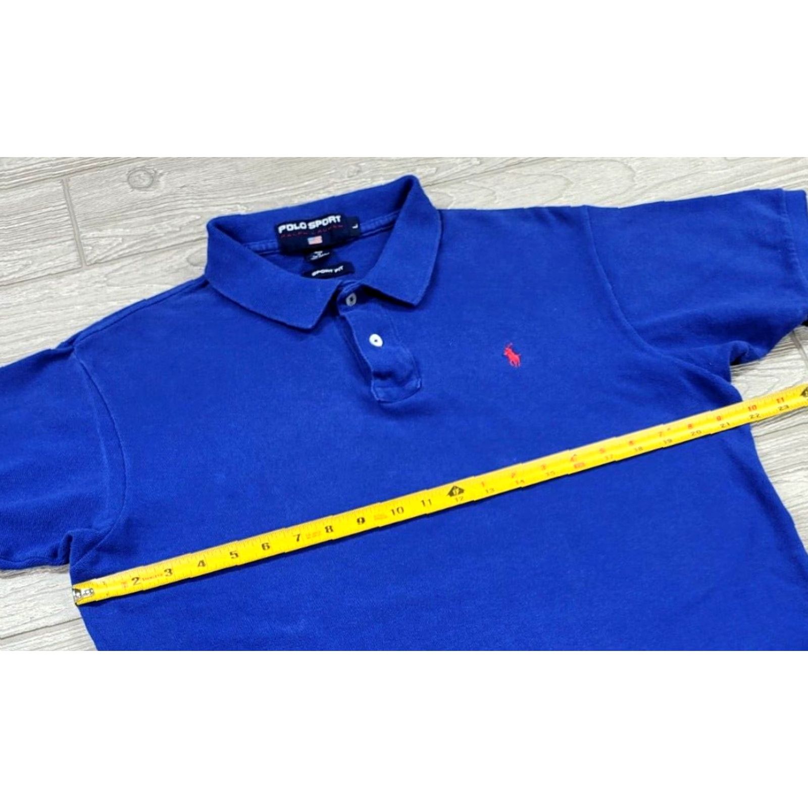 Polo Ralph Lauren VINTAGE Polo Ralph Lauren Polo Sport Shirt 90s Blue Large Short Sleeve Logo Made USA Mens Size US L / EU 52-54 / 3 - 7 Thumbnail