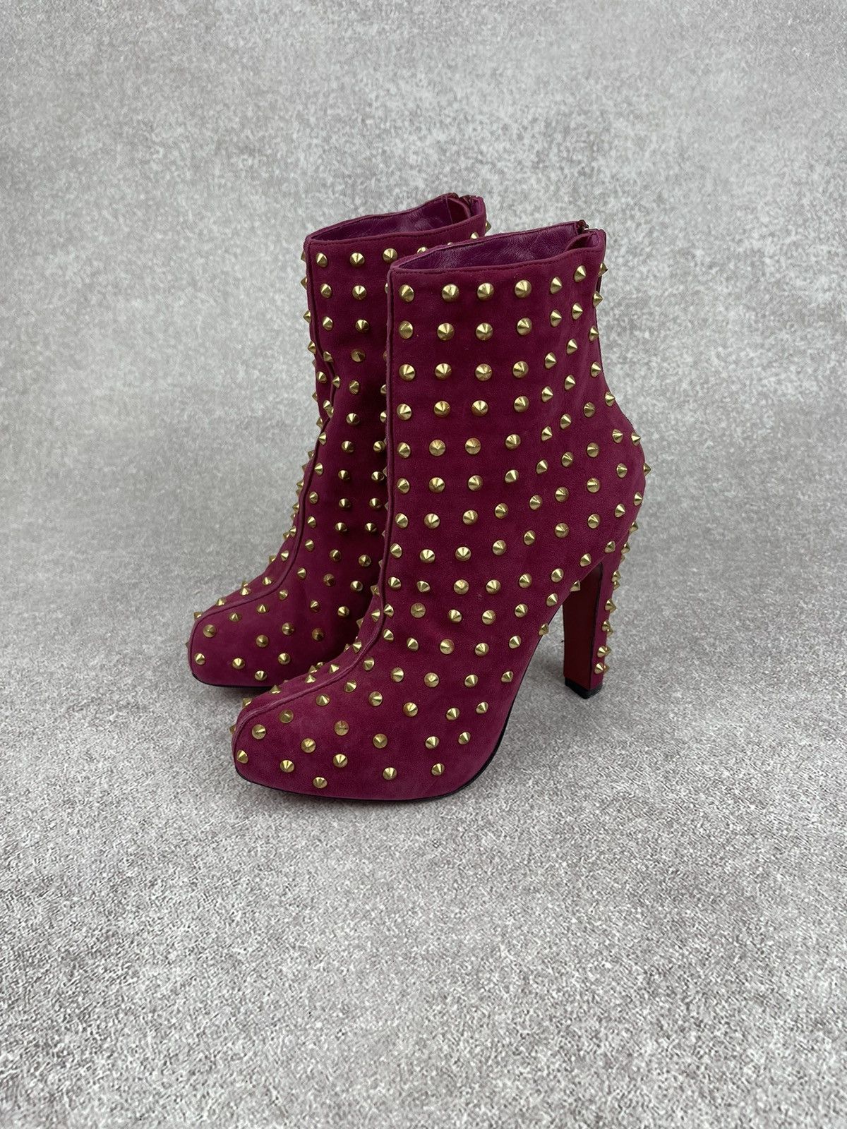Christian Louboutin Christian Louboutin Ariella Clou Pink Suede Ankle Boots Size US 7.5 / IT 37.5 - 2 Thumbnail