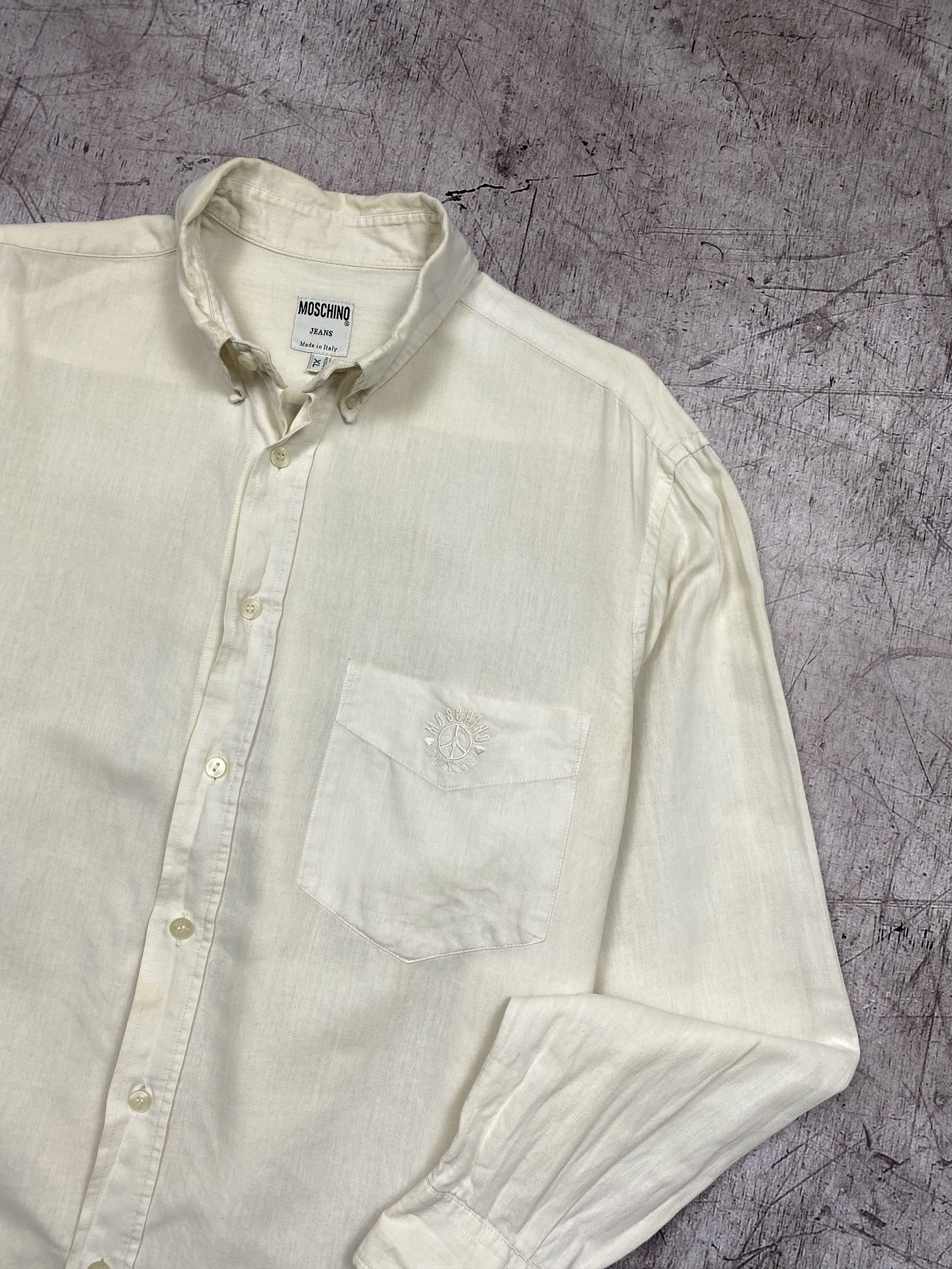 Moschino × Vintage Moschino Vintage Distressed Linen Shirt Size US XL / EU 56 / 4 - 2 Thumbnail