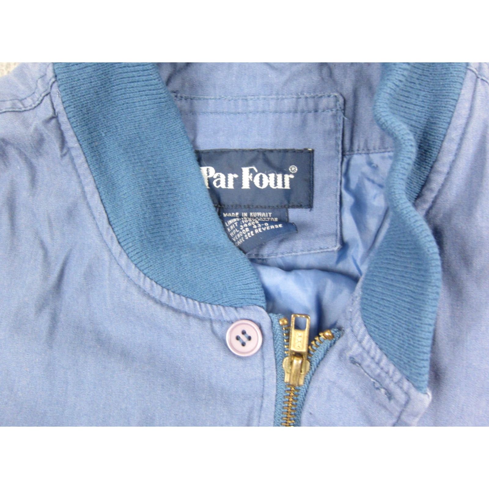 Vintage Vintage Par Four Bomber Jacket Mens LT Blue Full Zip 80s 90s Classic Big & Tall Regular Mens Size US L / EU 52-54 / 3 - 3 Thumbnail