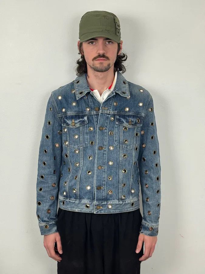 Saint Laurent Paris SS2021 Saint Laurent Light Blue Eyelet Denim Jacket Size US S / EU 44-46 / 1 - 2 Thumbnail