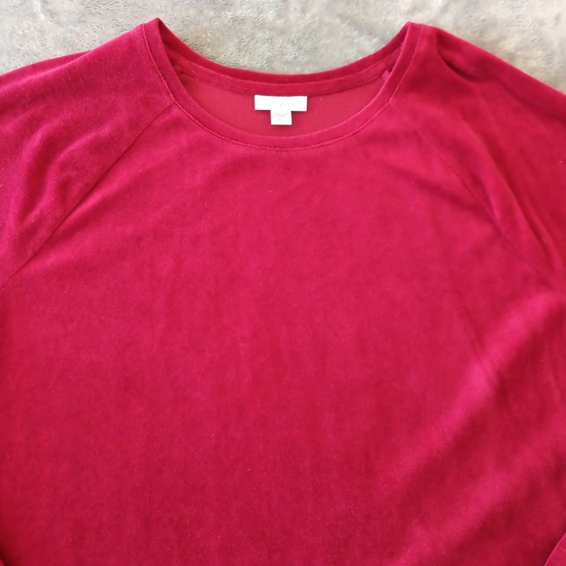 J. Jill J.Jill Shift Dress XL Red Velour Long Sleeve Pockets Knee Length Women Regular Vintage No Dress Size XL / US 12-14 / IT 48-50 - 2 Thumbnail