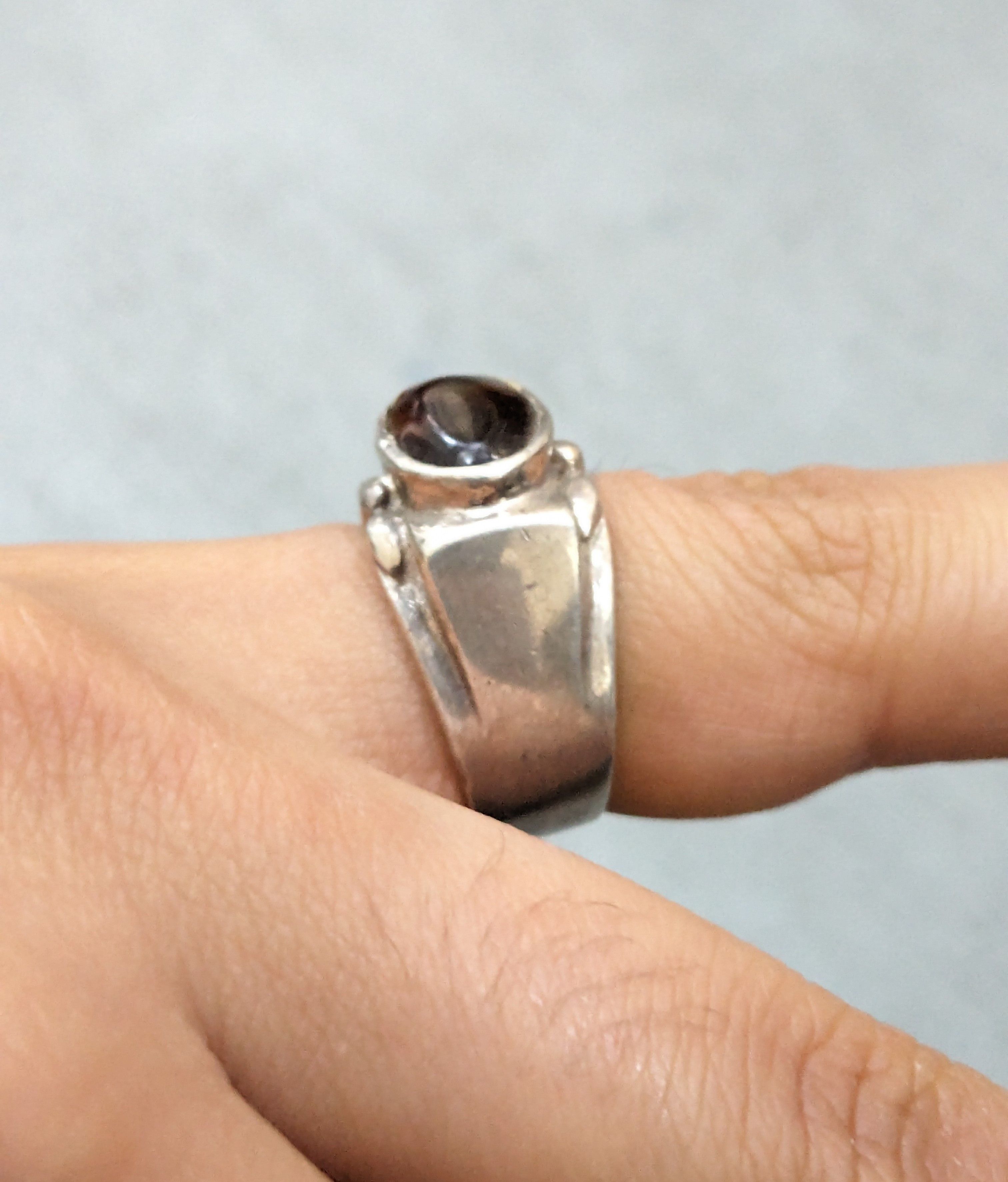 Jewelry Vintage Sterling Silver Ring 8.25 Modern Contemporary CZ Size ONE SIZE - 13 Thumbnail