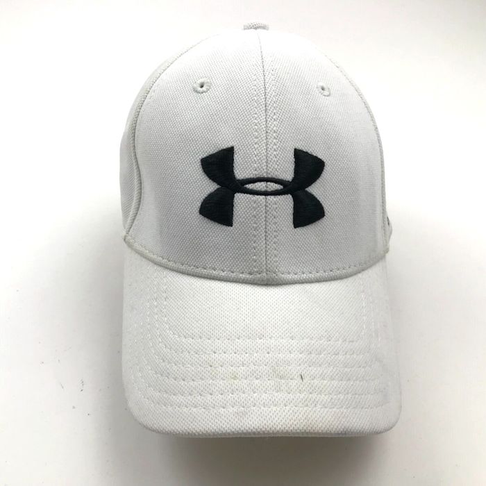 Under Armour Under Armour Hat Cap Stretch Fit White Black Embroidered Mens  Golfer Blitzing