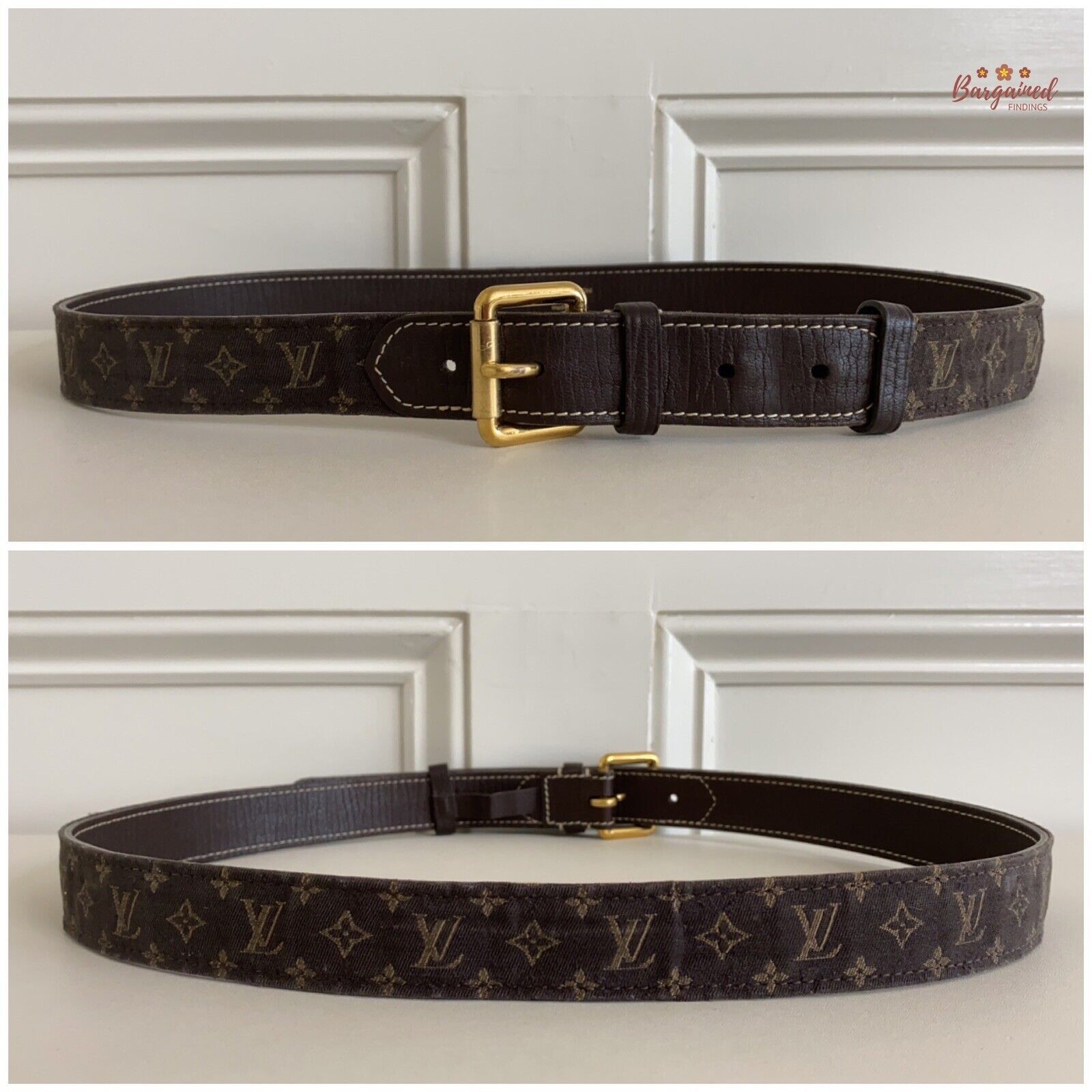Louis Vuitton Louis Vuitton Monogram Mini Lin Canvas Leather Buckle Belt Size 32 - 4 Thumbnail