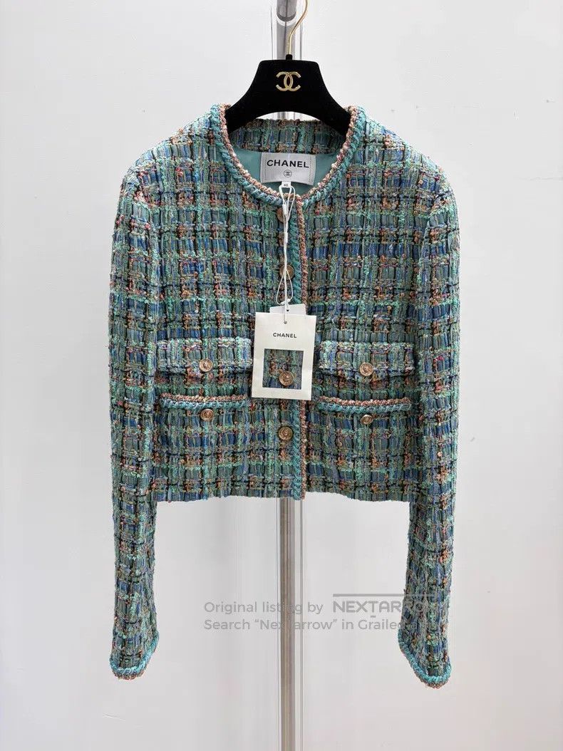Chanel Chanel Peacock Lake Blue Knitted Coat Size S / US 4 / IT 40 - 1 Thumbnail