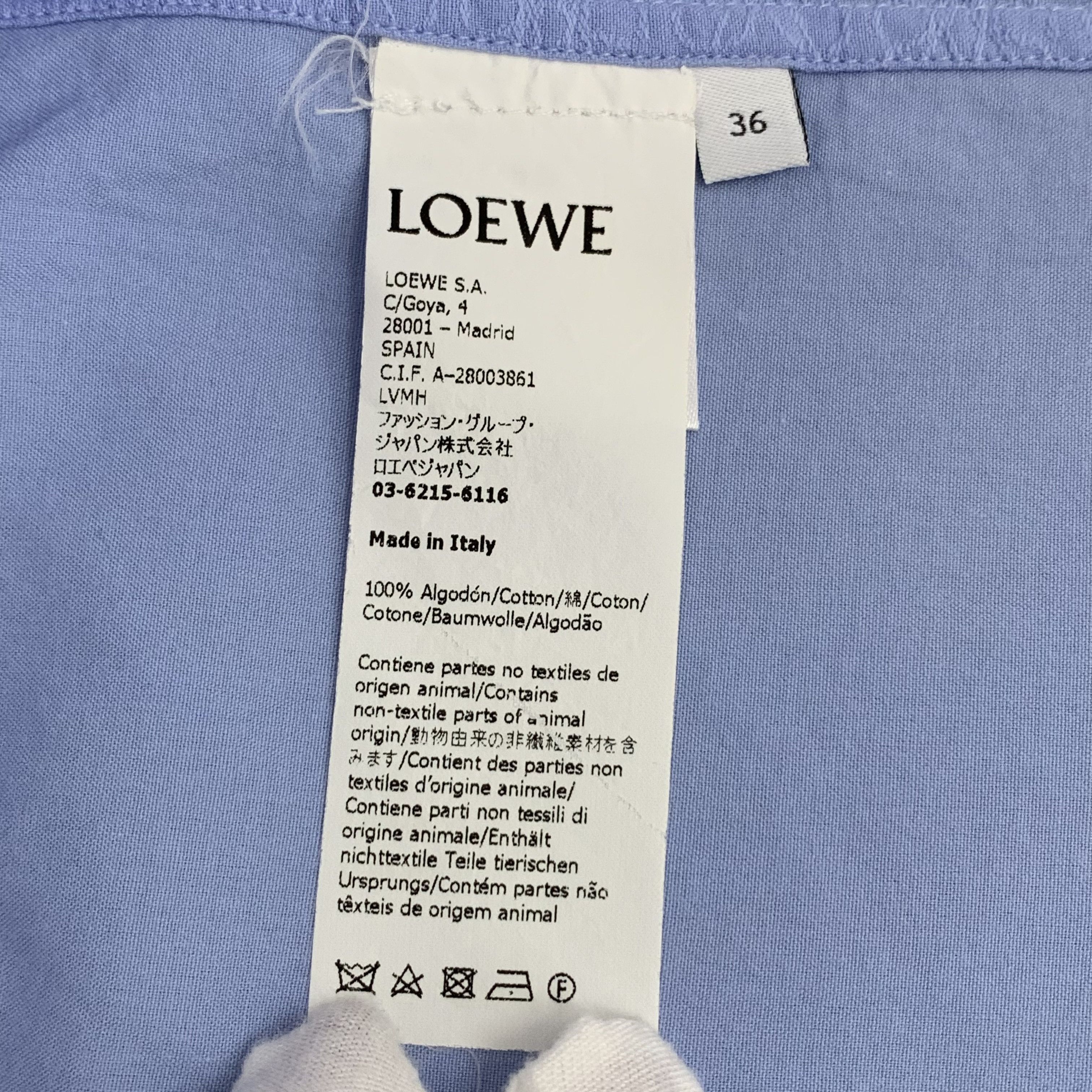Loewe Loewe Anagram Logo Hooded Shirt Blue (36) Size XS / US 0-2 / IT 36-38 - 6 Thumbnail