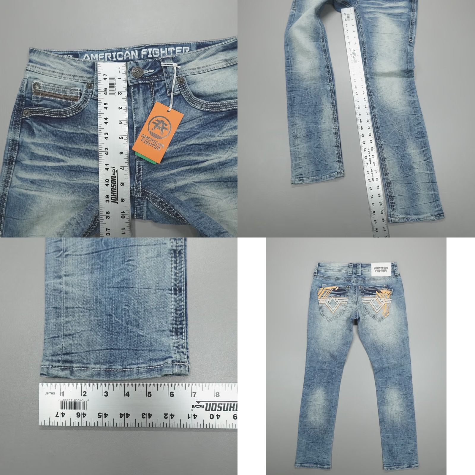 Vintage VINTAGE American Fighter Jeans Relaxed Straight Men’s Size 27x32 Striker Void Cairo-R Blue Denim 5-Pocket Mens Straight 90s Theme Size US 27 - 8 Thumbnail