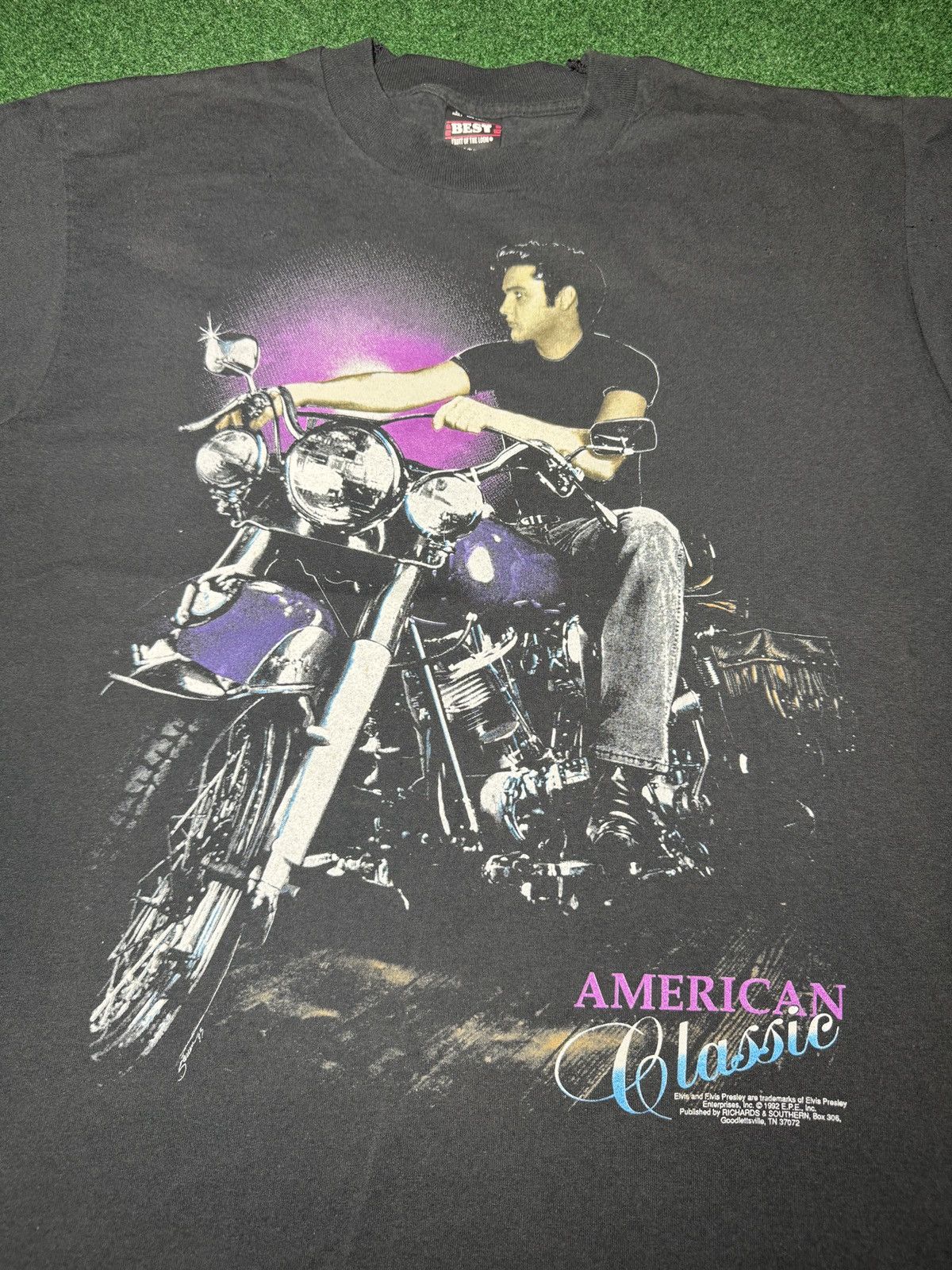 Vintage Vintage 90s Elvis Presley Biker Motorcycle Harley T Shirt Size US L / EU 52-54 / 3 - 2 Thumbnail