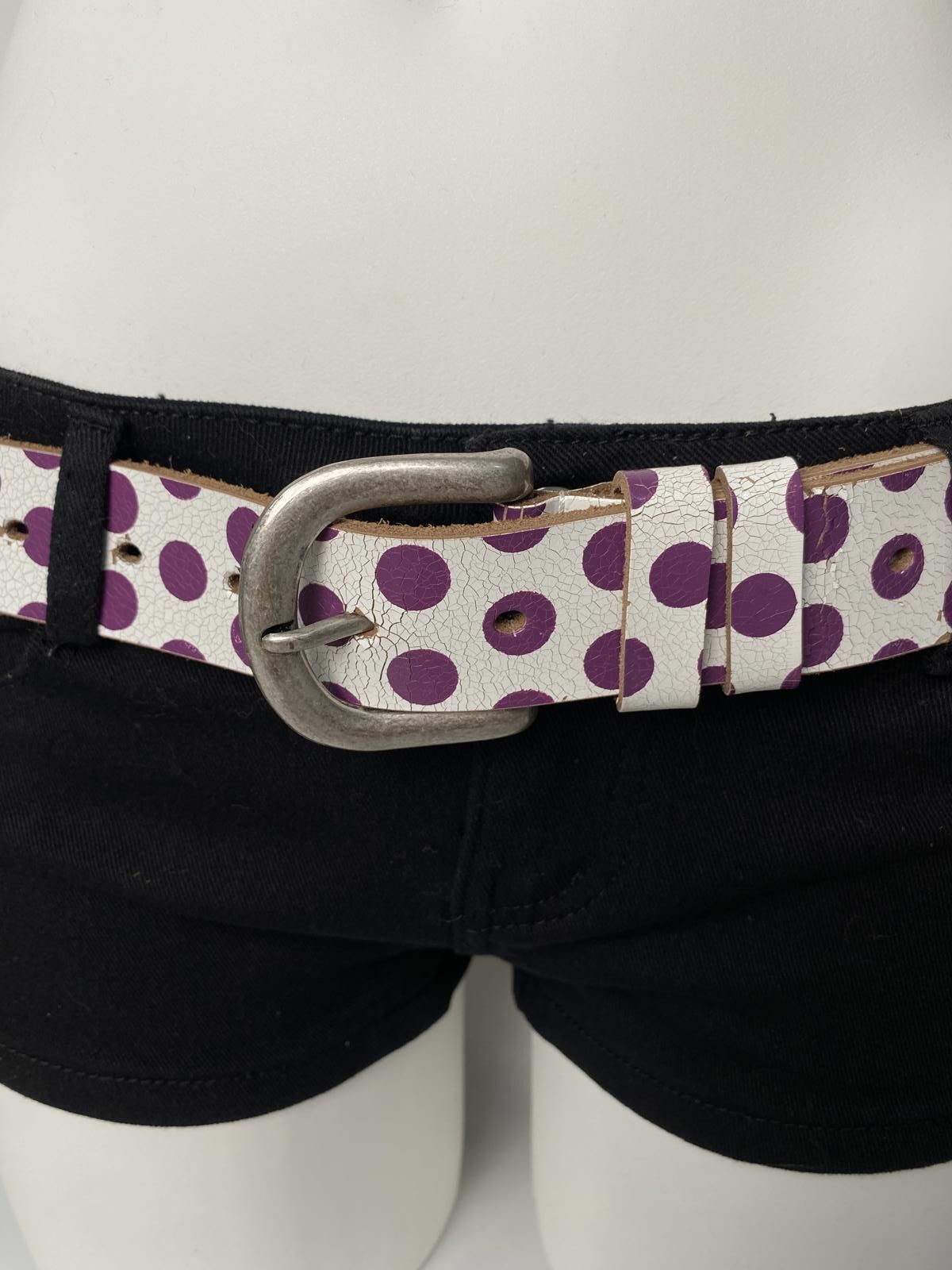 Japanese Brand Vtg Polka dots Statement Retro Unisex Genuine Leather Belt Size ONE SIZE - 4 Thumbnail