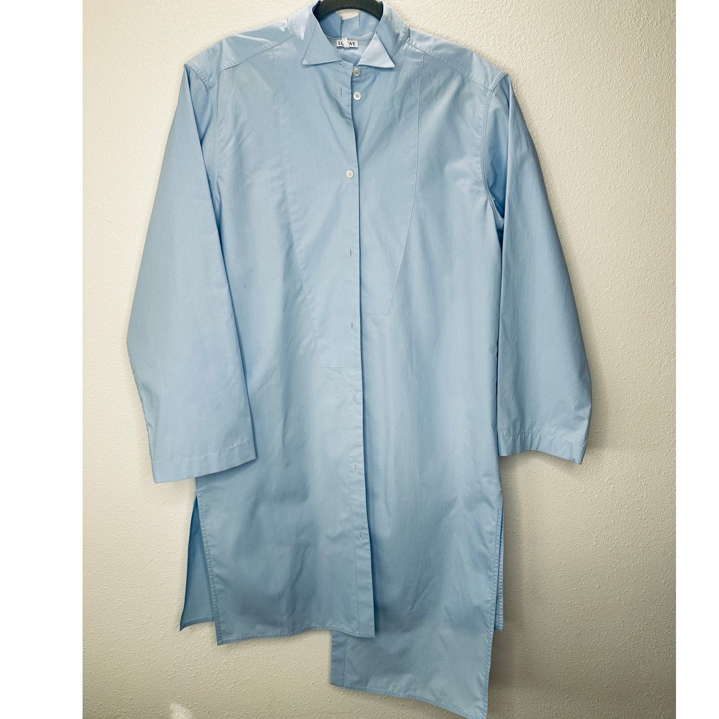 Loewe Loewe Blue Button Split Side Asymmetrical Hem Shirt Dress S Size S / US 4 / IT 40 - 1 Thumbnail