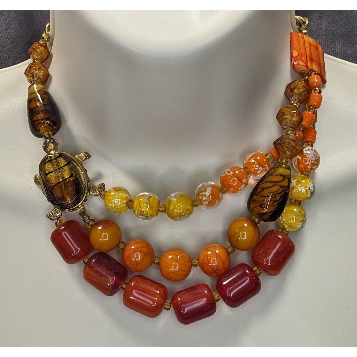 Other Chicos Turtle Necklace Red Yellow And Orange With Glass And Size ONE SIZE - 6 Thumbnail