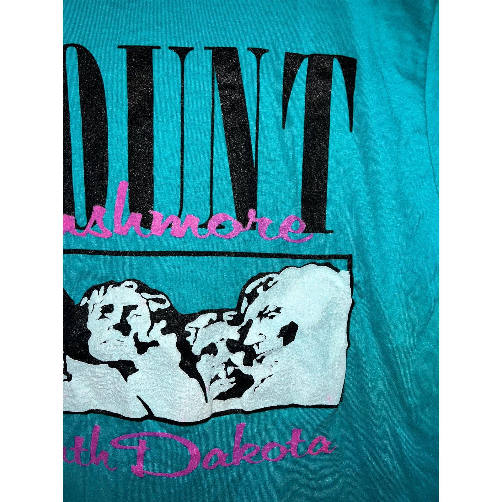 Jerzees Vintage Mount Rushmore Shirt South Dakota Teal Tee 80s 1989 Size US M / EU 48-50 / 2 - 3 Thumbnail