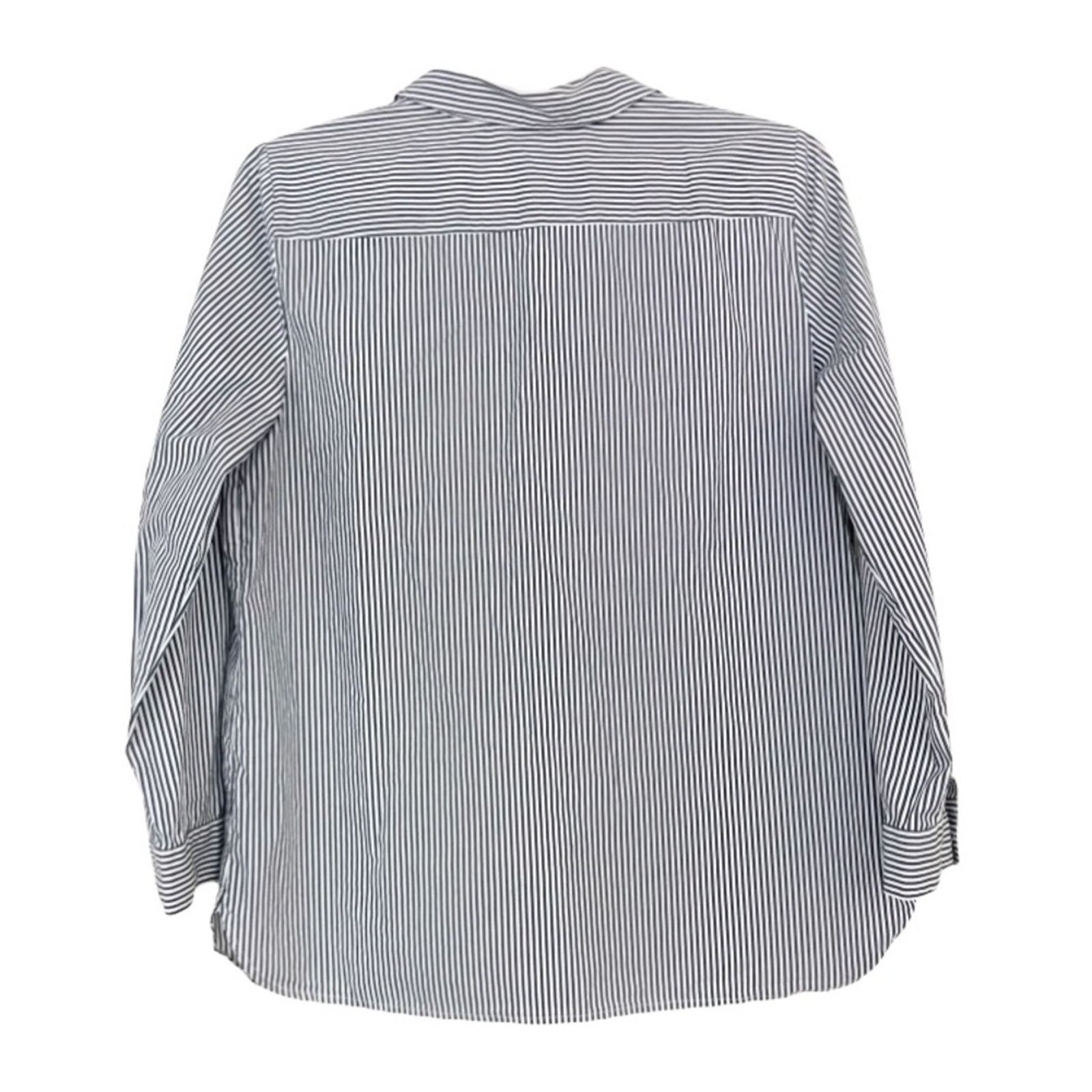 Calvin Klein Calvin Klein Gray White Striped Lace Up Popover Shirt Sz XL Size XL / US 12-14 / IT 48-50 - 4 Thumbnail