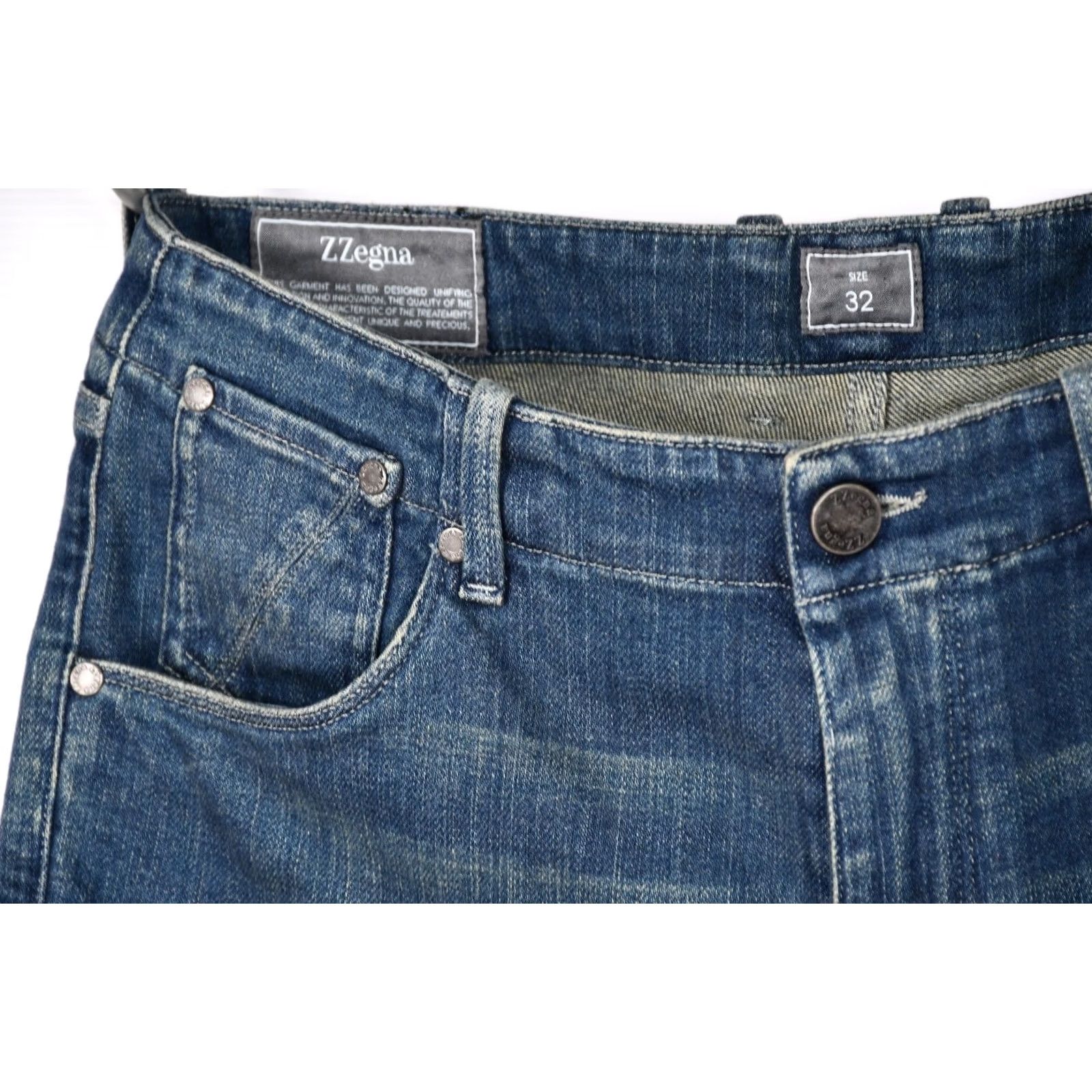 Z Zegna Z Zegna Jeans Narrow Fit Low Rise Men 32 Regular Blue Denim 98% Cotton 2% Elastane Plain Solid Vintage No 90s not applicable Size US 32 / EU 48 - 7 Thumbnail