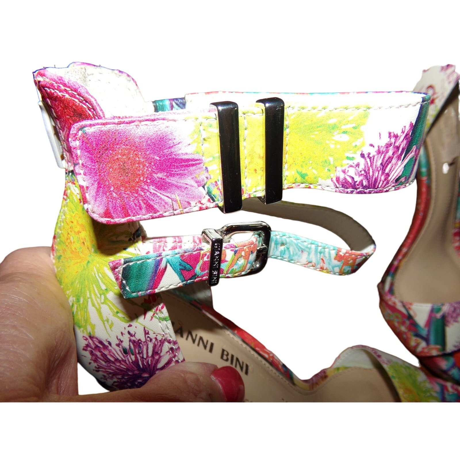 Gianni Valentino Gianni Bini floral heel sandals size 6 4" ankle strap New Size US 6 / IT 36 - 5 Thumbnail