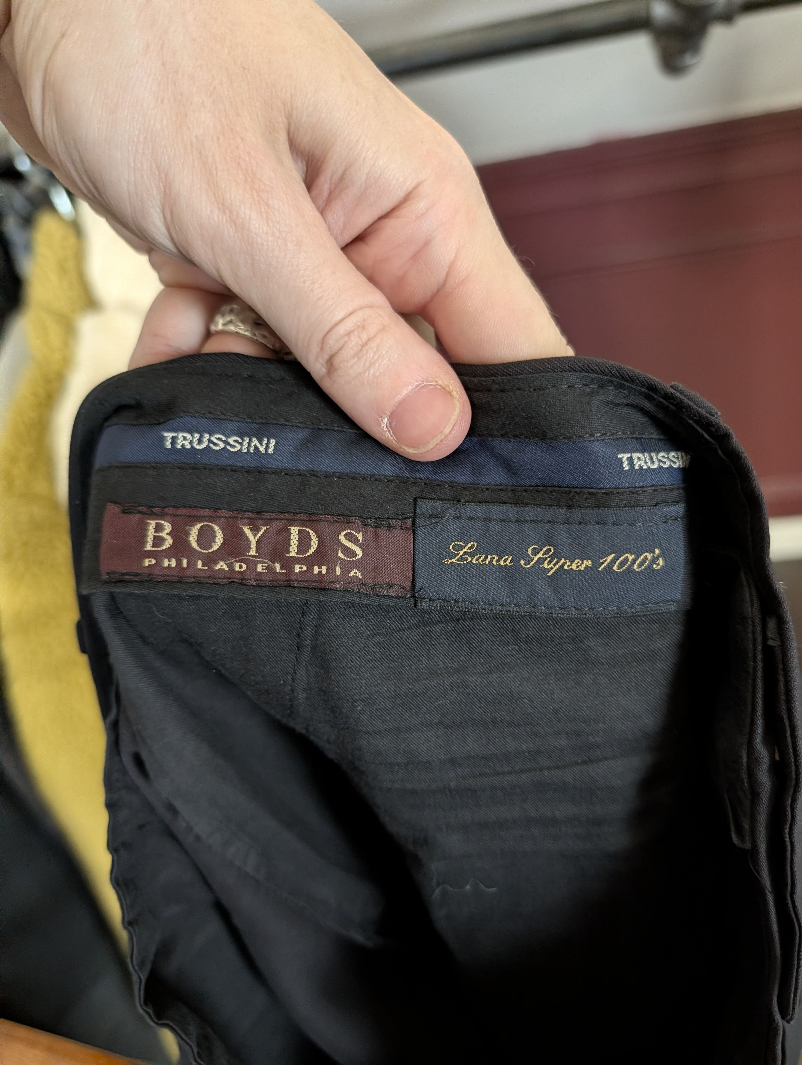 Trussini Black Super 100s Wool Steep Twill Italy Trousers 50 Size US 33 - 16 Thumbnail
