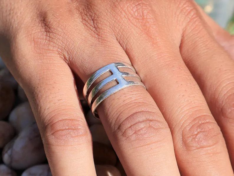 Handmade Triple Band Ring, Handmade Sterling Silver Promise Jewelry, Size ONE SIZE - 6 Thumbnail