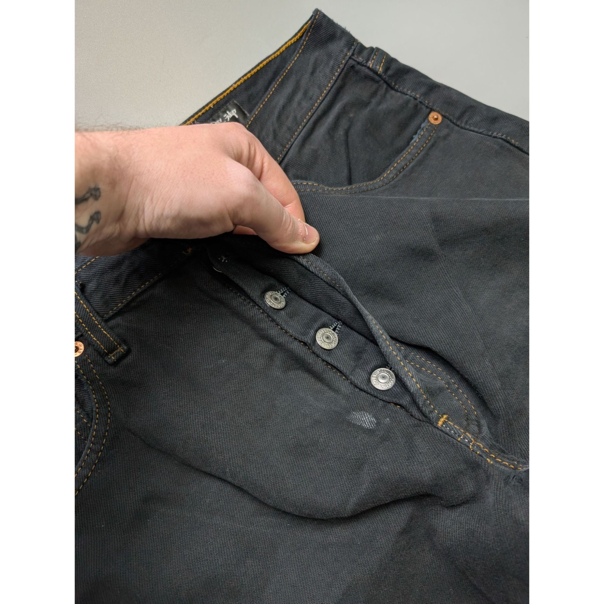Levi's Levi's 501 Rework by Blackyoto Black Denim Jeans (Y1075) Size US 32 / EU 48 - 7 Thumbnail
