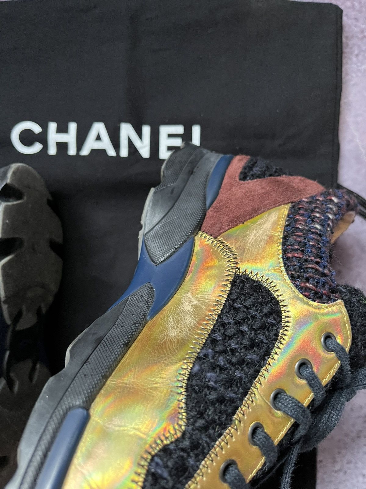 Chanel Chanel Multicolor Tweed,Leather and Suede Sneakers Size US 7.5 / IT 37.5 - 12 Thumbnail