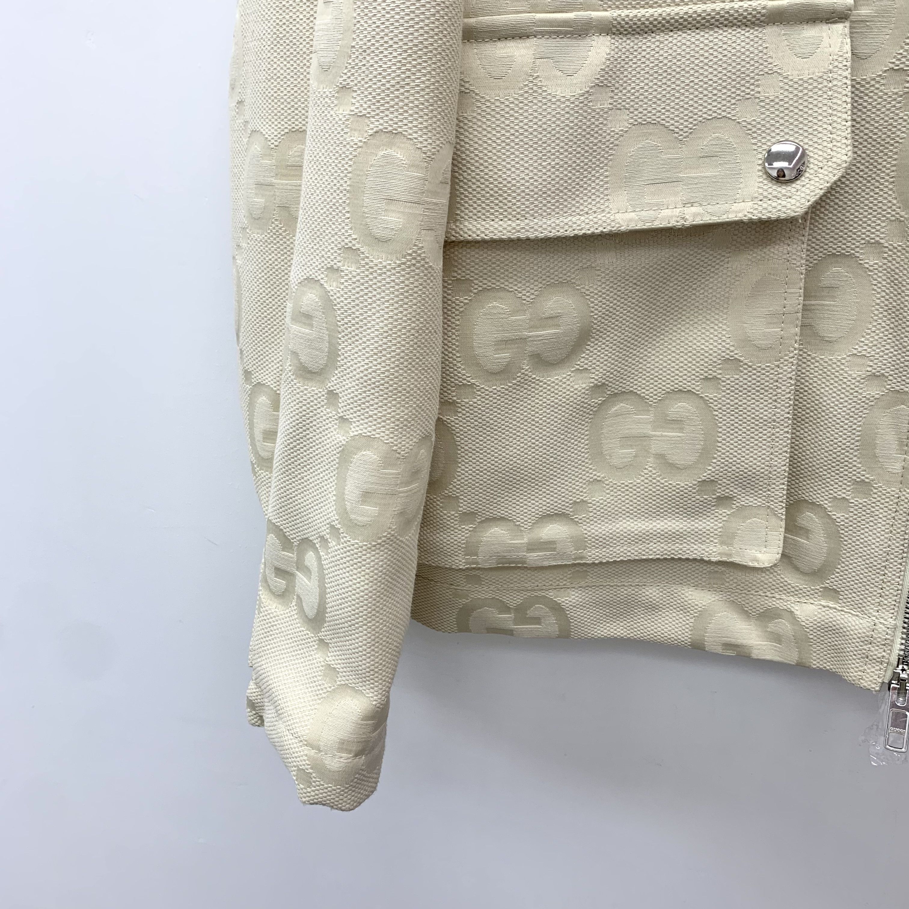 Gucci Gucci Beige Logo Jacquard Zip-Up Hoodie (Size XS) Size XS / US 0-2 / IT 36-38 - 5 Thumbnail