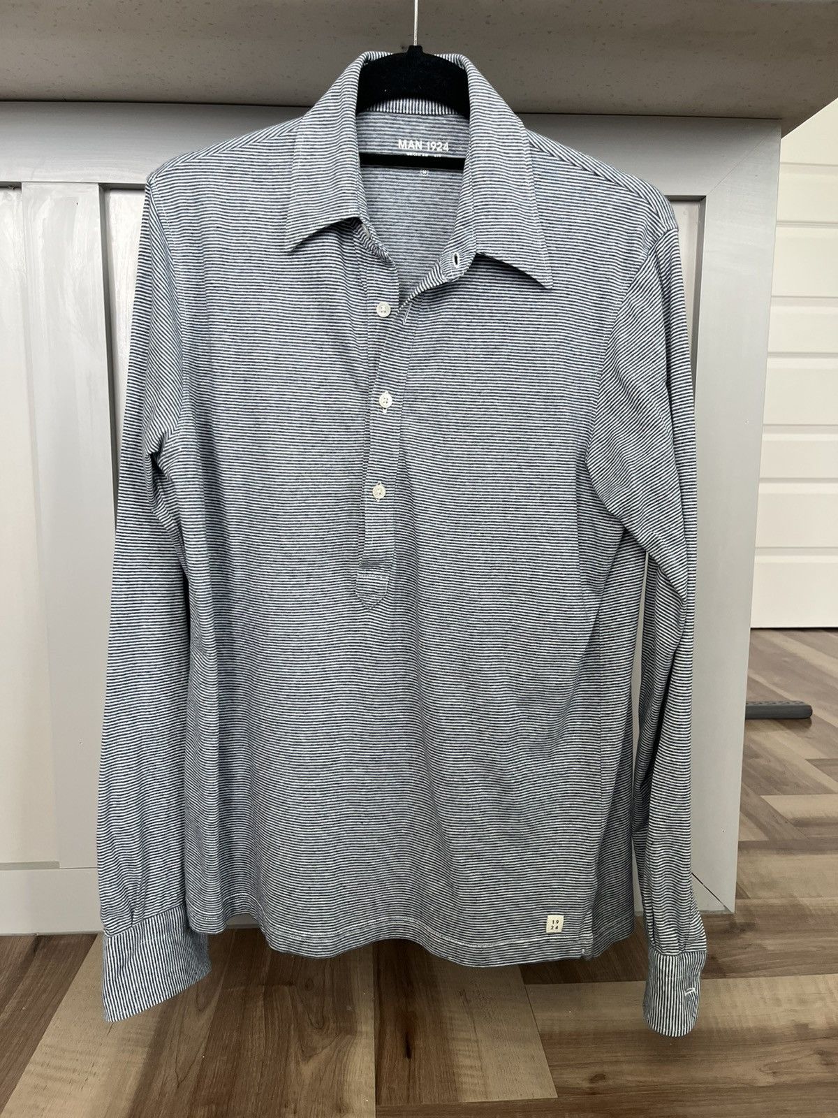 MAN 1924 Man 1924 cotton-linen blend stripped LS polo (medium) Size US M / EU 48-50 / 2 - 1 Thumbnail