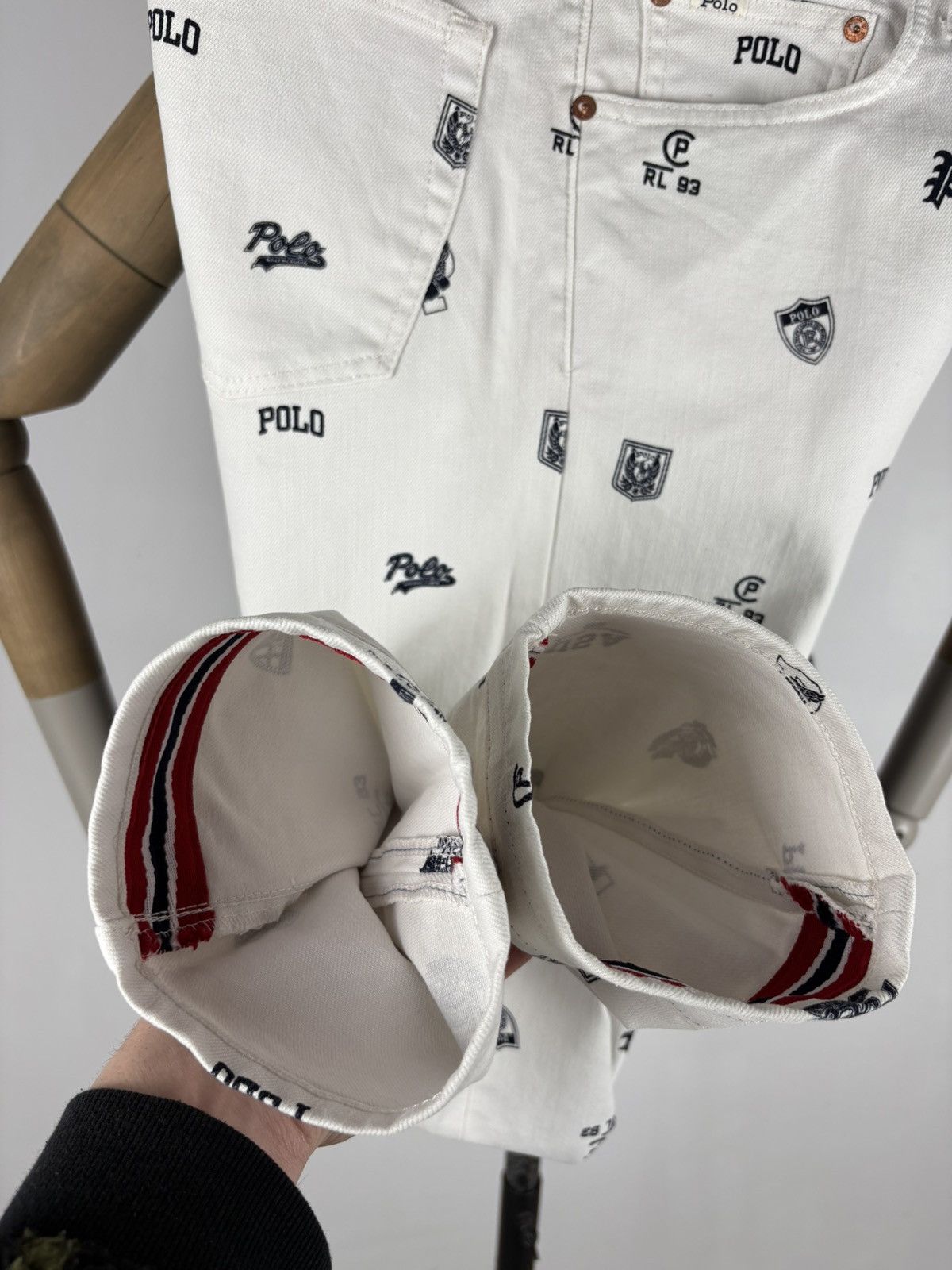 RRL Ralph Lauren Rare Polo Bear Multi-Logo Double Rrl Print Pattern Cotton Denim Pants Jeans Size US 34 / EU 50 - 12 Thumbnail