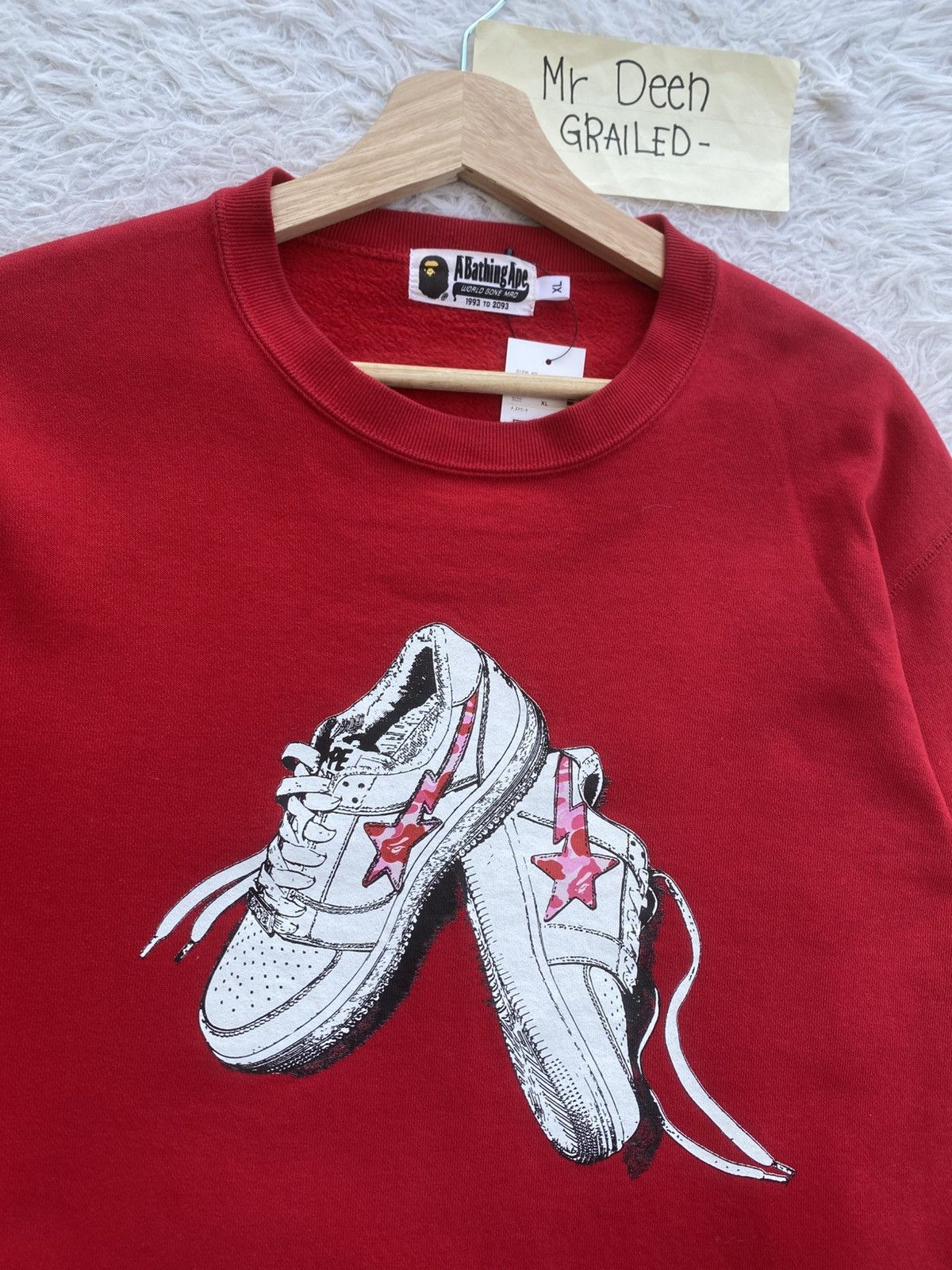 Bape Rare BAPE Camo Bapesta Crewneck Red Sweater Size US XL / EU 56 / 4 - 9 Thumbnail