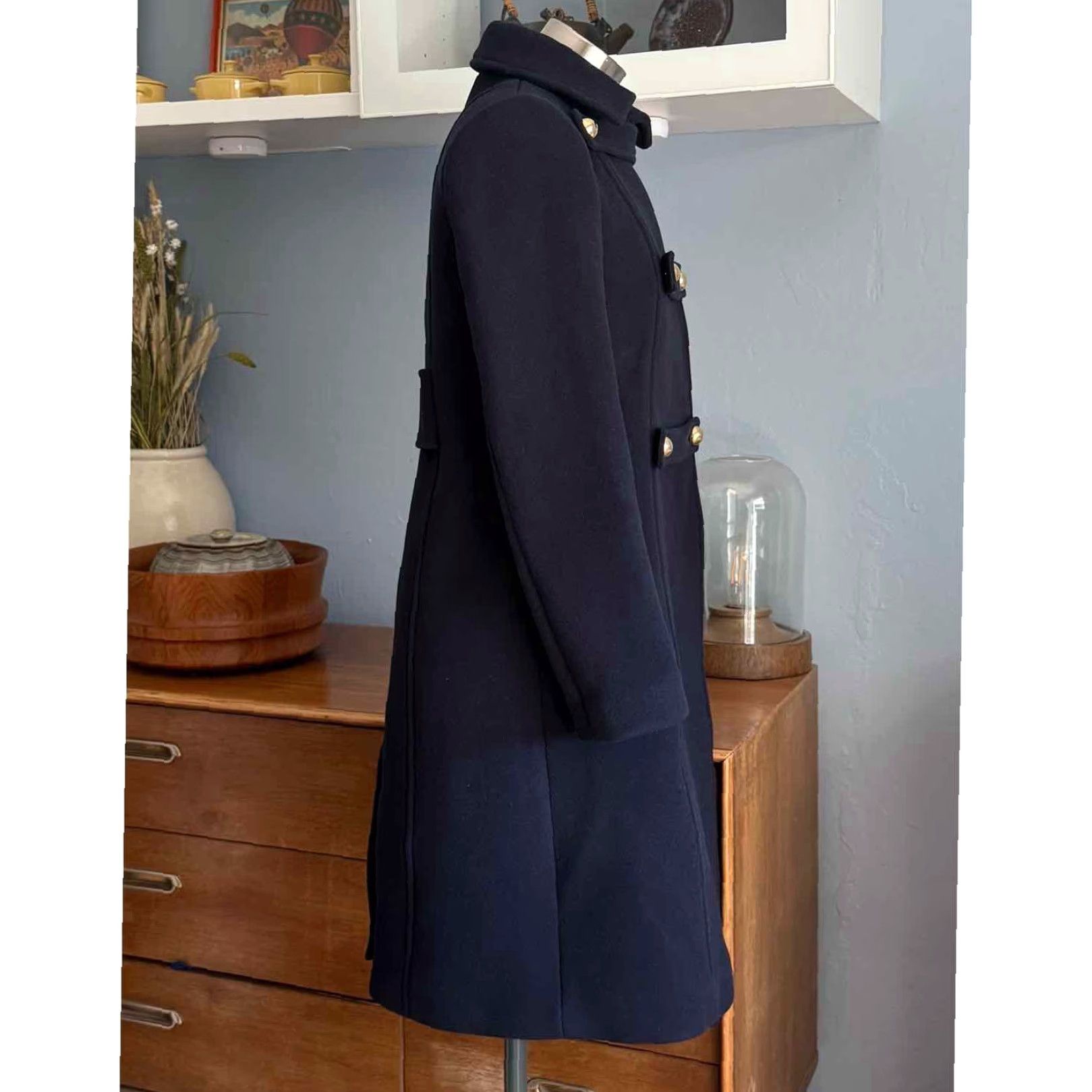 Sandro Sandro Napoleon Military Wool Blend Trench Coat Navy Blue Size 34 Women Coat Pea Navy Wool Blend Buttons Long Seasonal Casual Ribnt Size XXS / US 00 / IT 34 - 3 Thumbnail