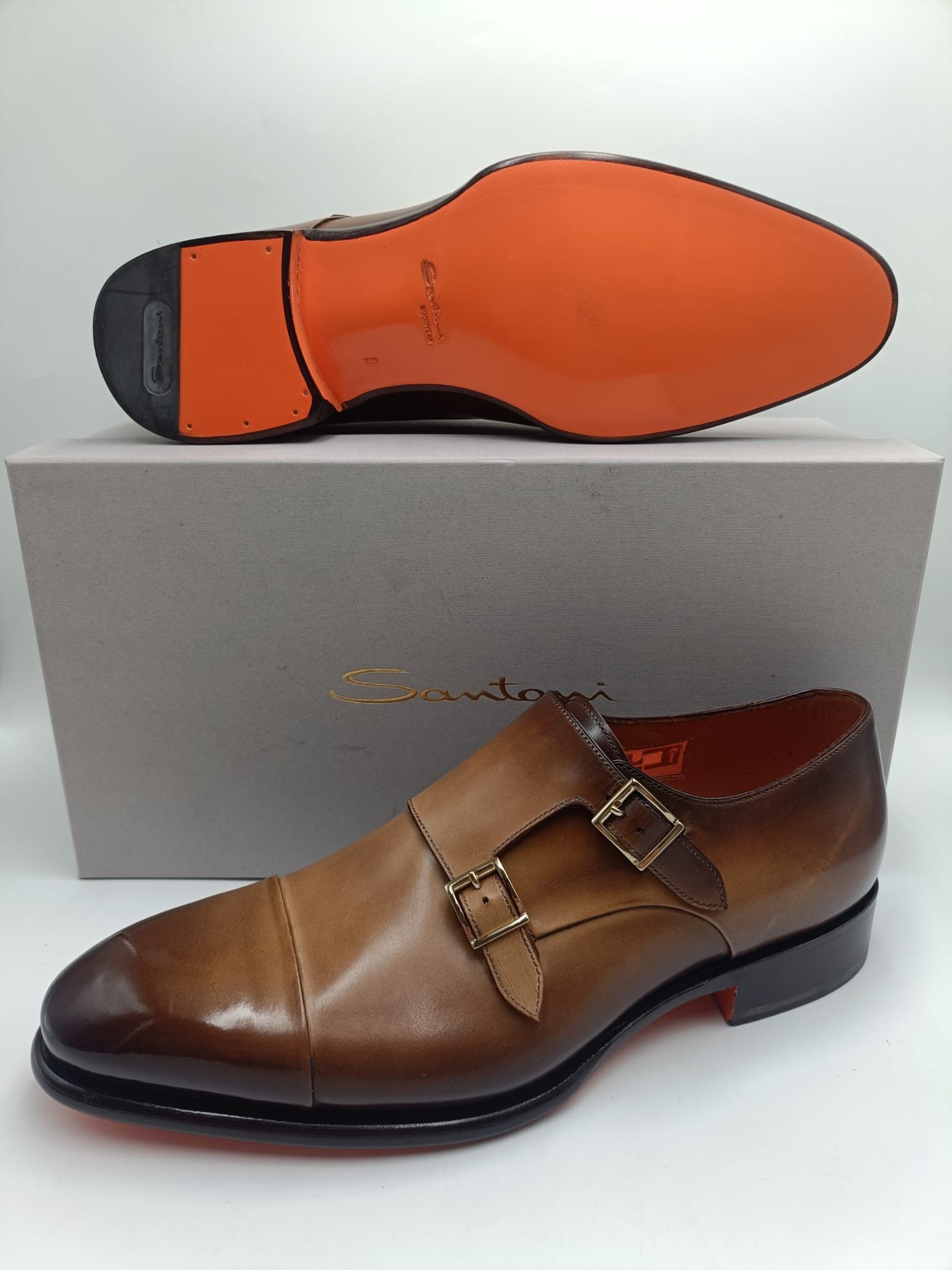 Santoni Santoni Double Monk Strap Brown Leather Goodyear Welted Size US 10 / EU 43 - 1 Thumbnail