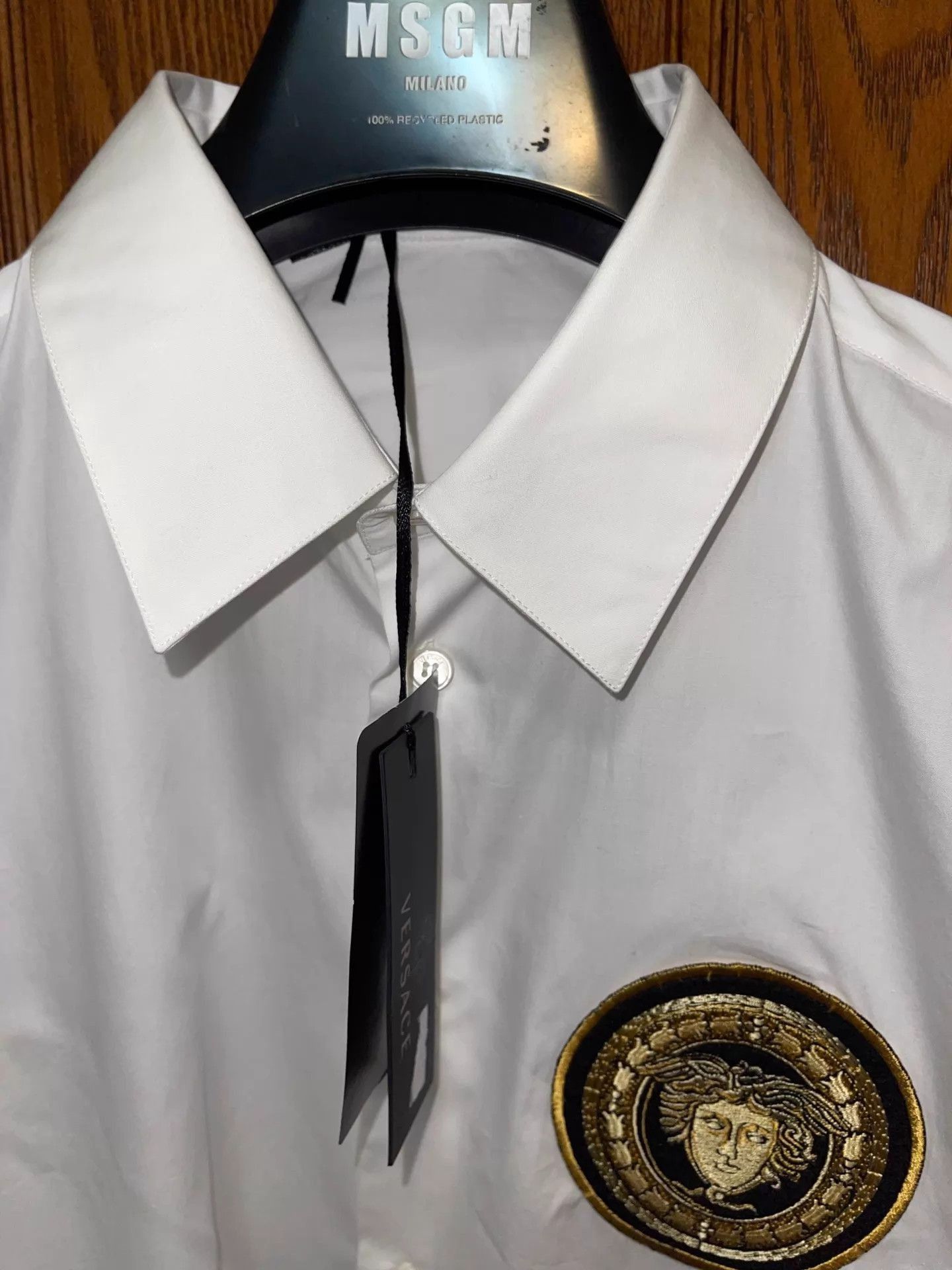 Versace White Long-Sleeve Button-Up Shirt with Emblem Size US XXS / EU 40 - 4 Thumbnail