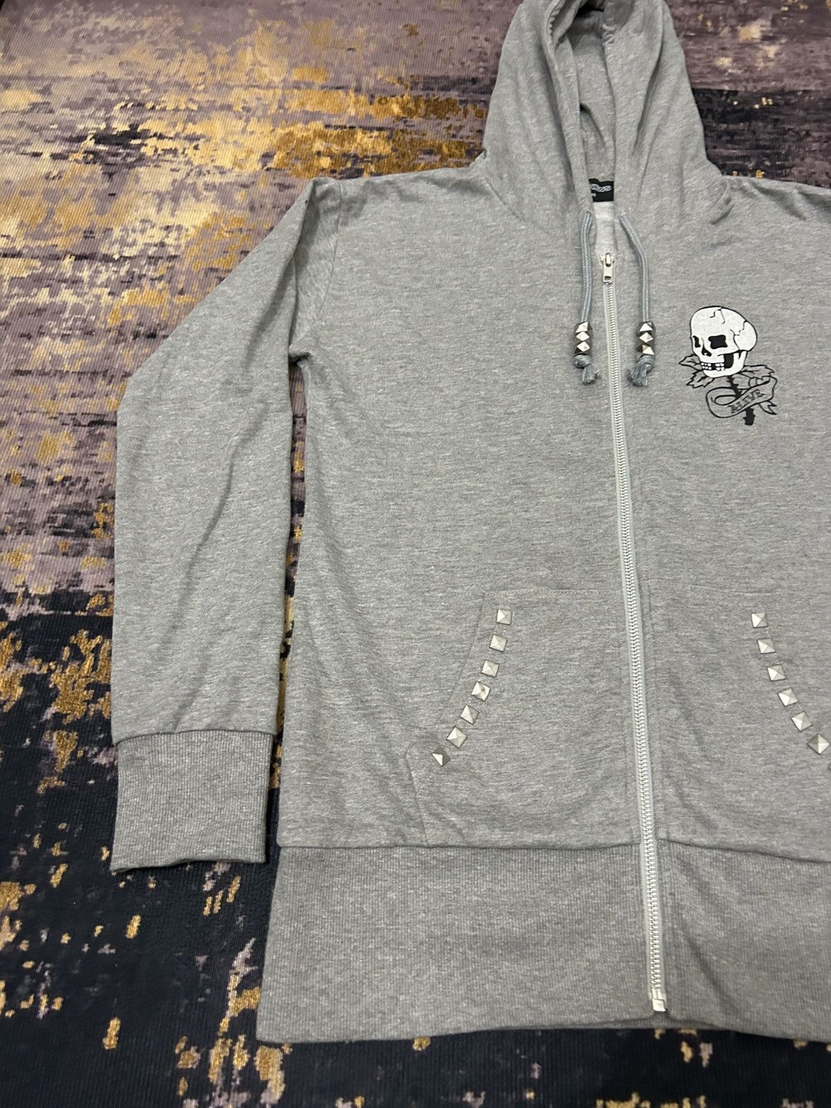 Japanese Brand Glad News Japan Skull Spine Studded Zip Hoodie Size US M / EU 48-50 / 2 - 3 Thumbnail