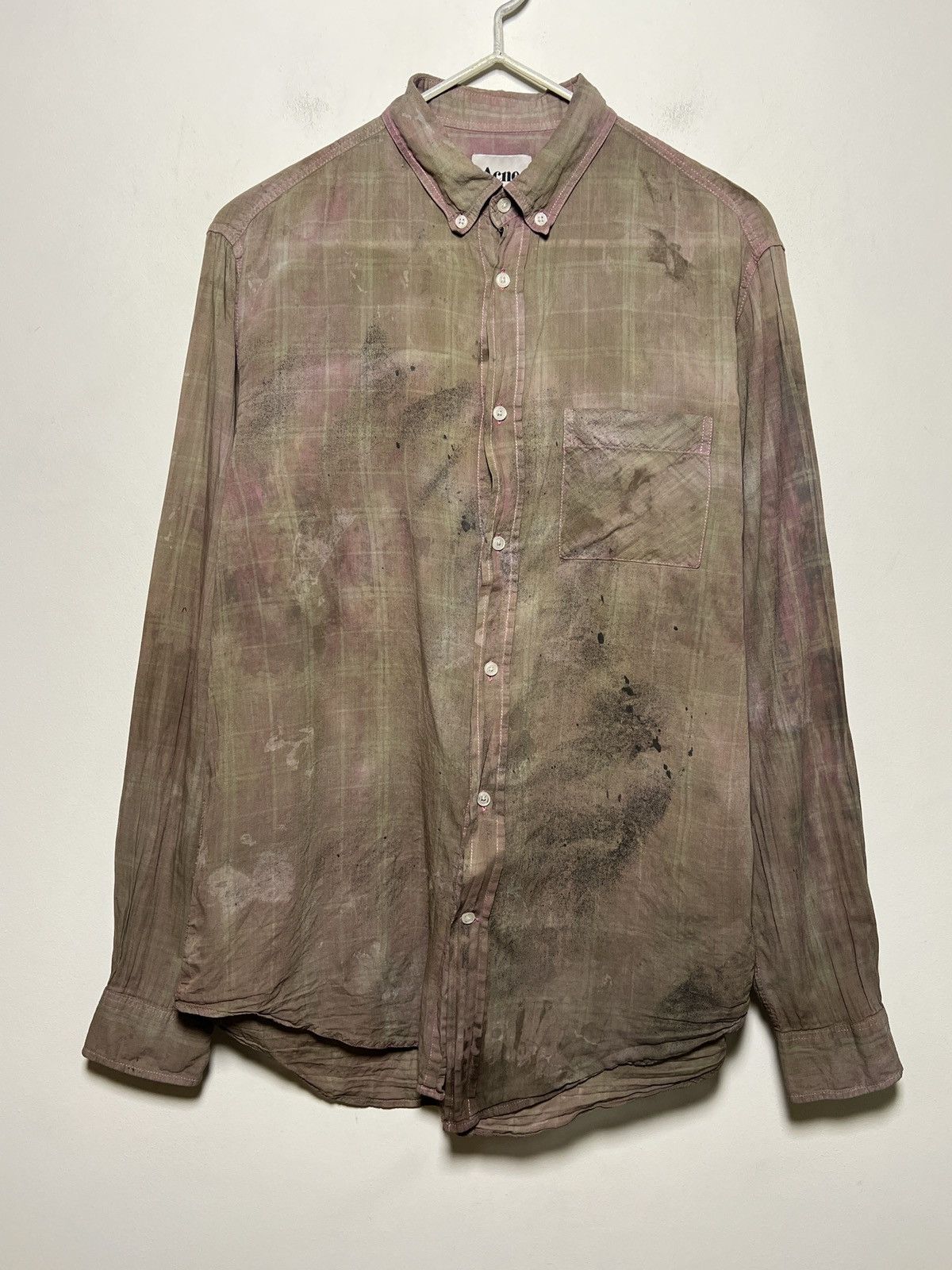 Acne Studios Acne Studios distressed and artfully chaotic painted shirt Size US M / EU 48-50 / 2 - 1 Thumbnail