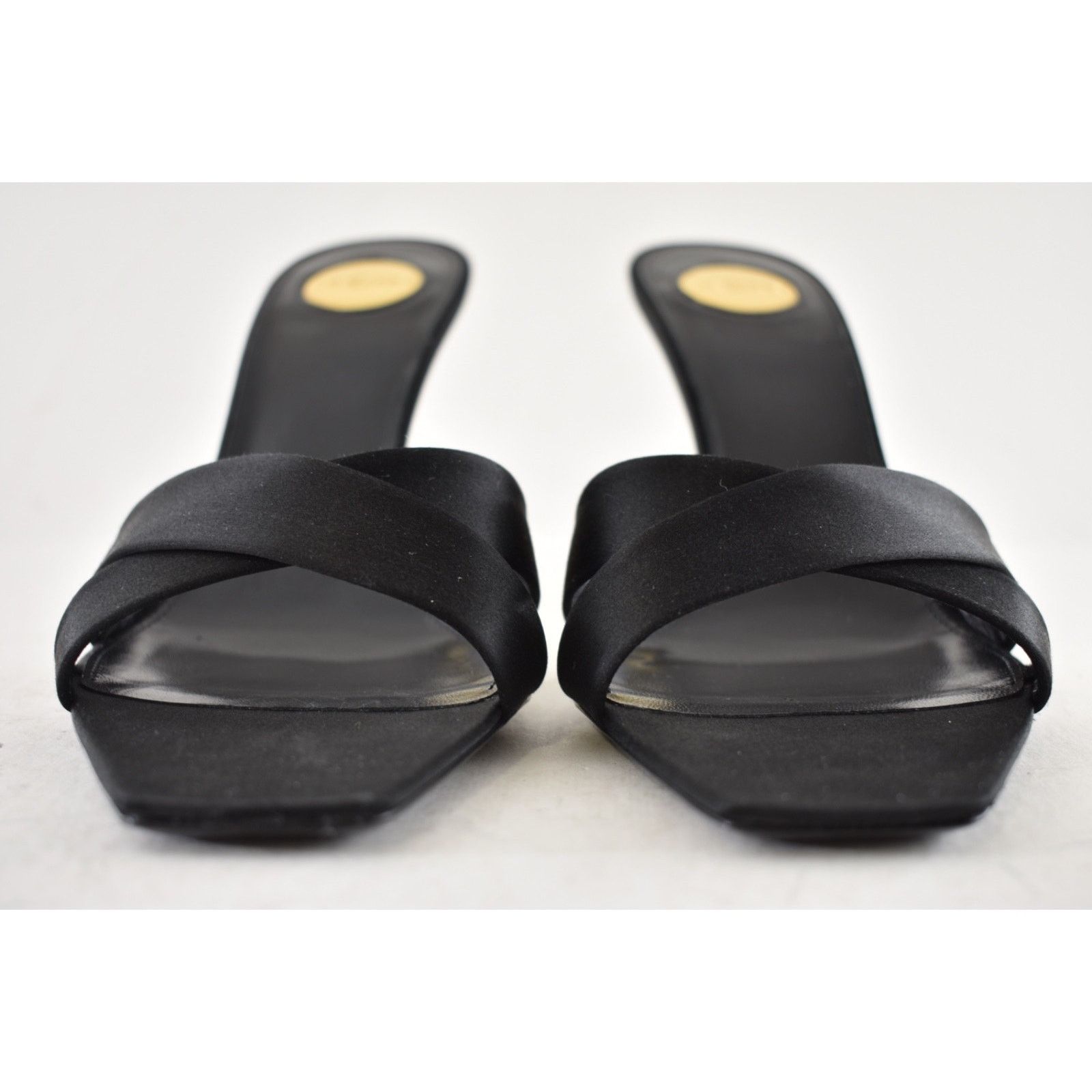 Yves Saint Laurent Saint Laurent Opyum 85 Sandal Black Satin Gold YSL Heel Size US 6.5 / IT 36.5 - 10 Thumbnail