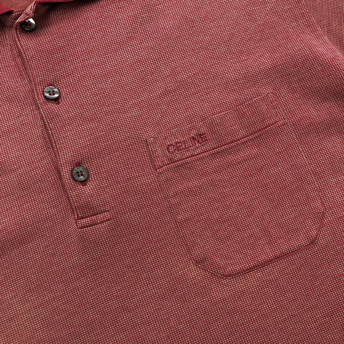 Vintage Celine Homme 90’s Vintage Pure Cotton Pocket Polo Shirt Red Size US L / EU 52-54 / 3 - 5 Thumbnail