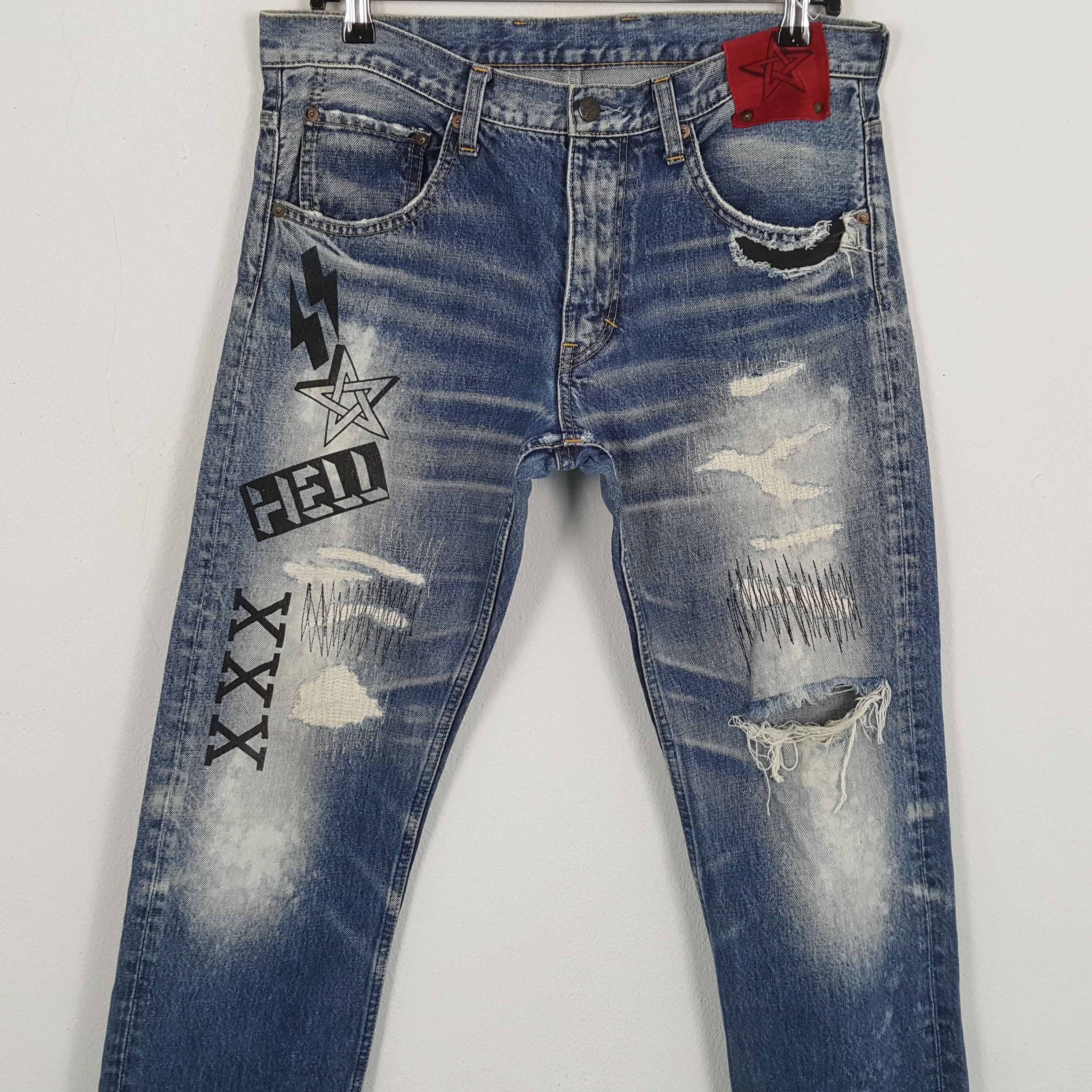Japanese Brand × Vintage SWEATS BLOODS Rare Design Fashion Style Distressed Jeans Size US 33 - 2 Thumbnail