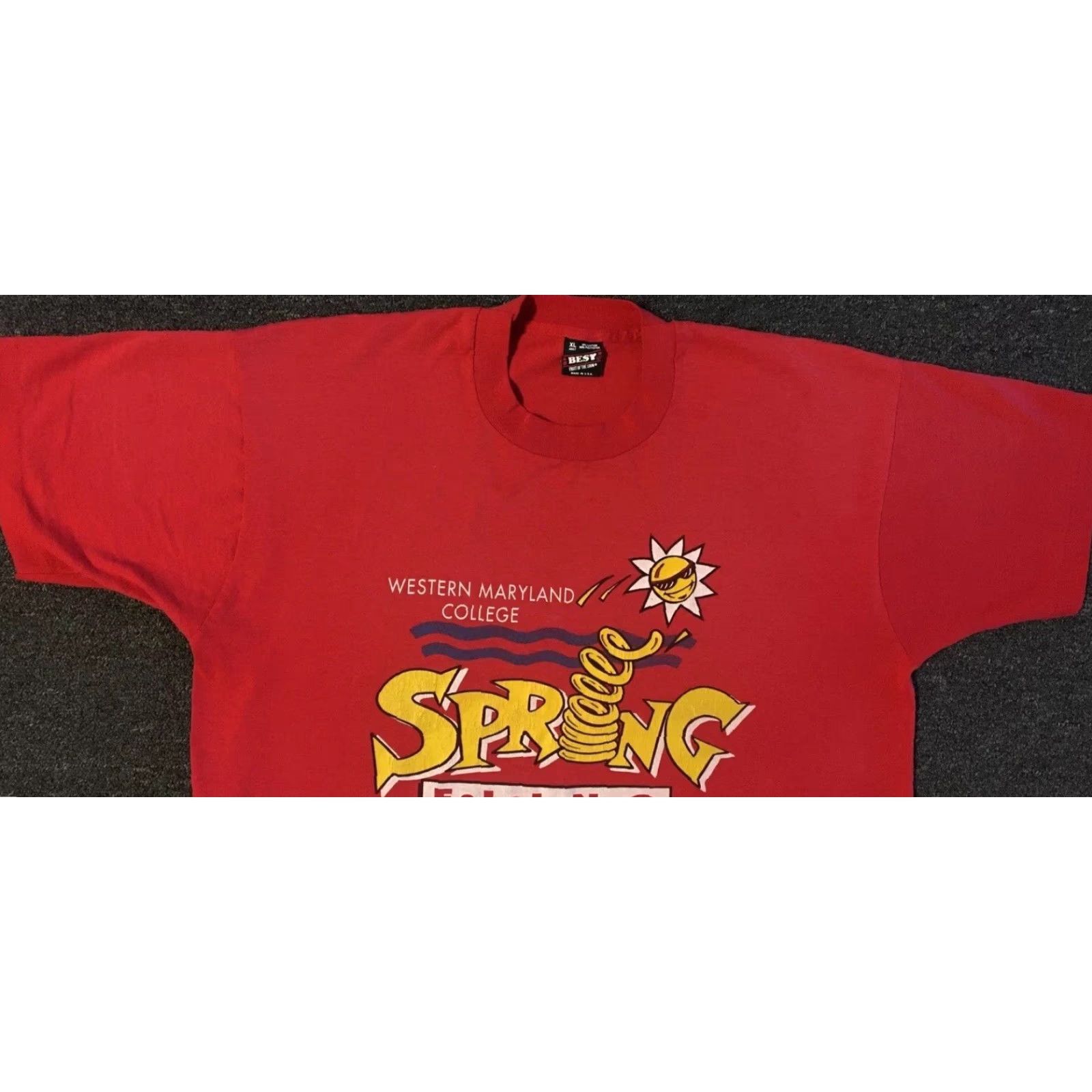 Vintage VINTAGE Western Maryland College Shirt XL Red 90s 80s Grunge Spring Fling College Sports PE Track + University USA USA Size US XL / EU 56 / 4 - 7 Thumbnail